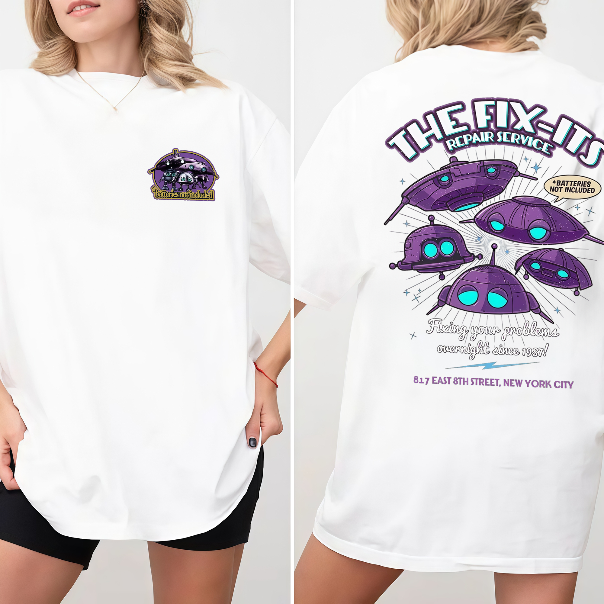 The Fix-It Repair Service Retro Sci-Fi Graphic Tee, Vintage Alien Robot Movie Shirt