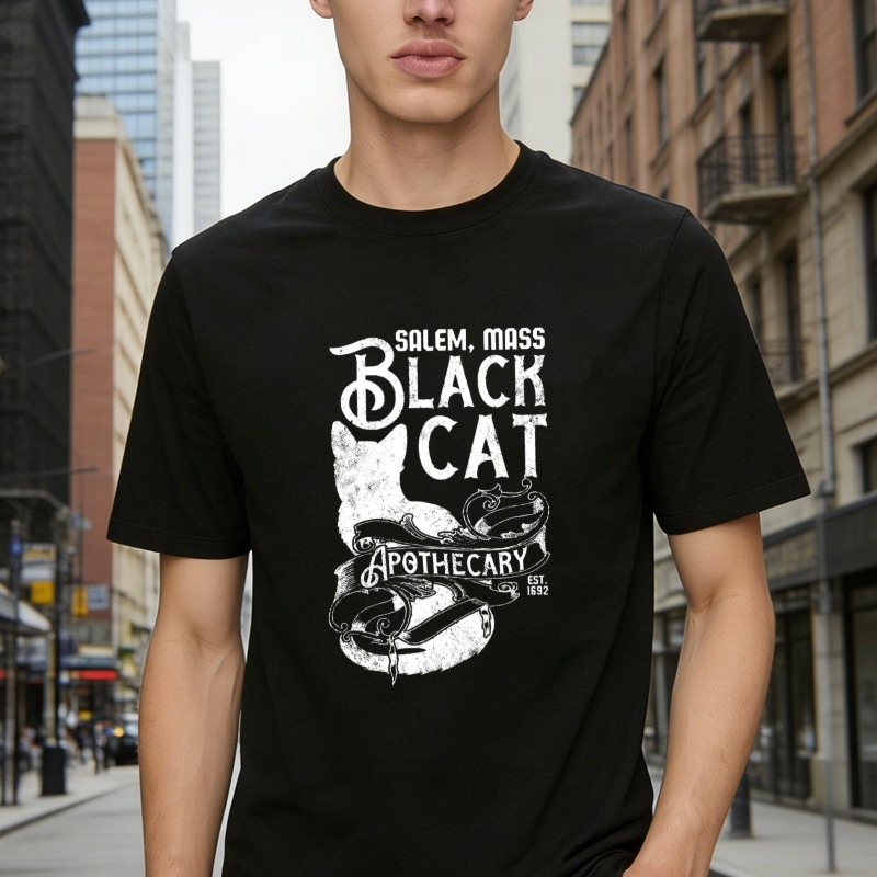 Salem Mass Black Cat Apothecary Vintage Graphic T-shirt