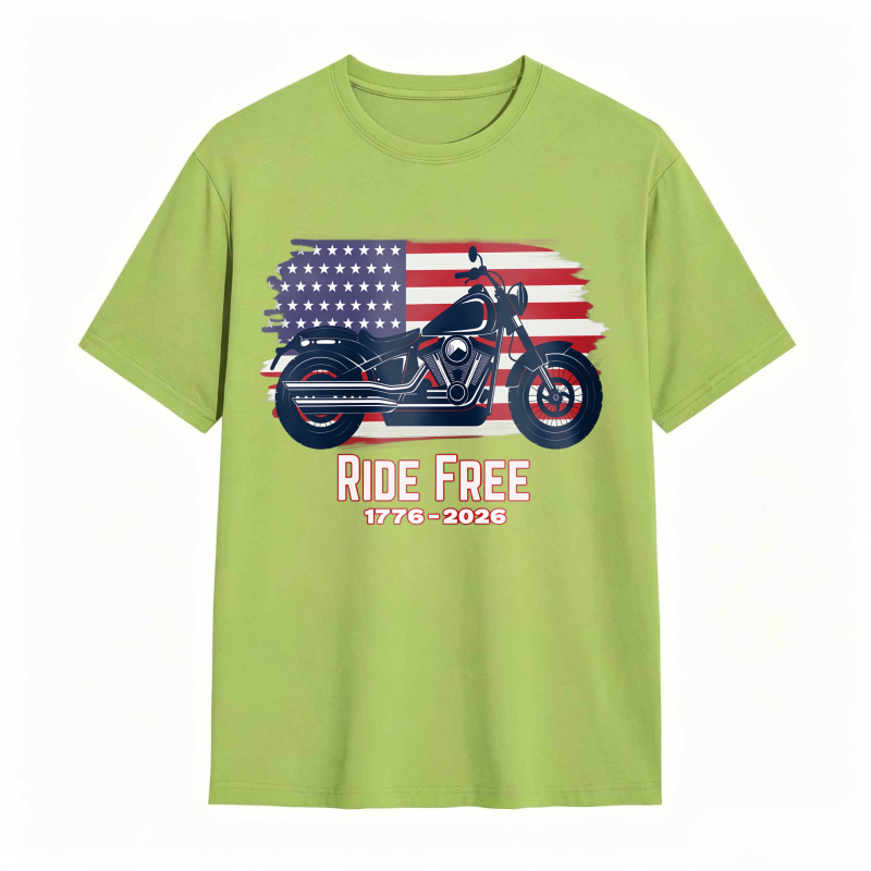 American Flag Motorcycle Ride Free 1776 2026 Unisex Classic T-shirt