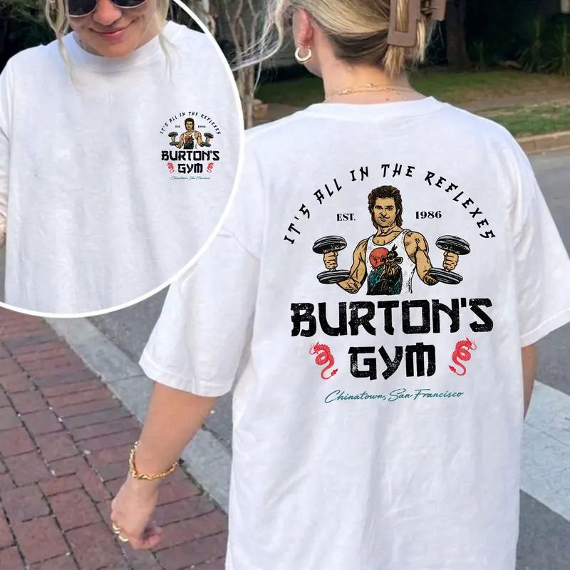 J4ck Burt0n T-Shirt, Burt0n's Gym "It's All In The Reflexes" Graphic Tee, Vintage 80s Action Movie Tribute