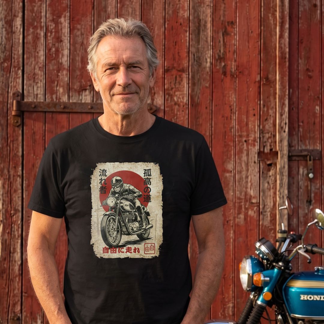 Japanese Motorcycle Rider Vintage Poster Design T-shirt
