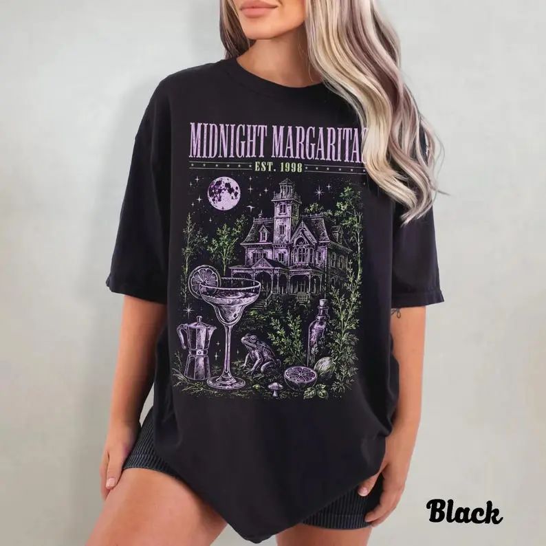 "Midnight Margaritas" Vintage Witchy Acid Washed T-shirt
