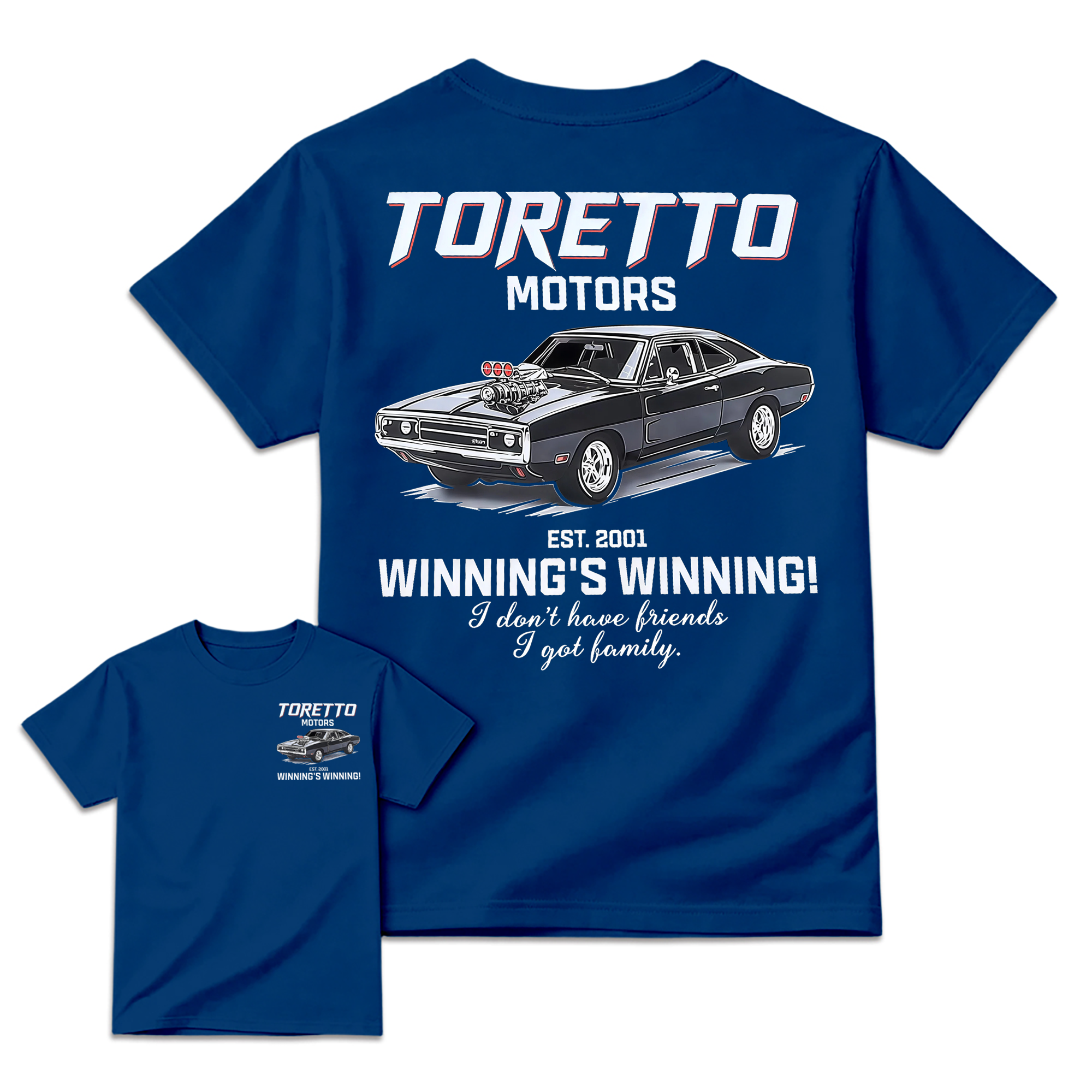 "Fast & Furious" Toretto Motors Family Slogan Movie T-shirt