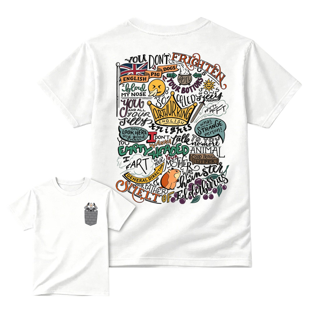 Monty.Python. Classic Comedy Quote T-Shirt, French Taunt Castle Scene Tee