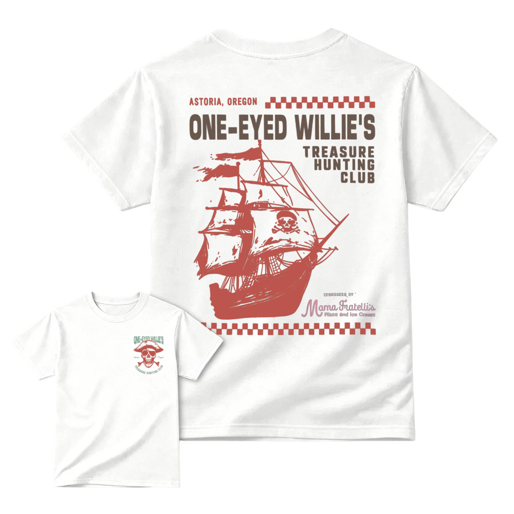 One-Eyed Willie's Treasure Hunt T-Shirt-Retro 80s Movie Graphic Tee
