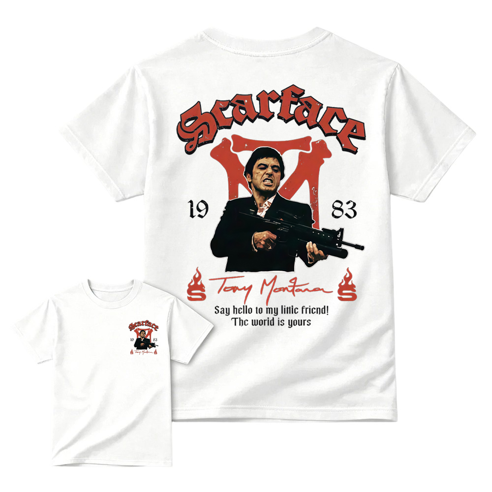 Scar-Fac3 1983 Tony M. Movie T-Shirt, The World Is Yours