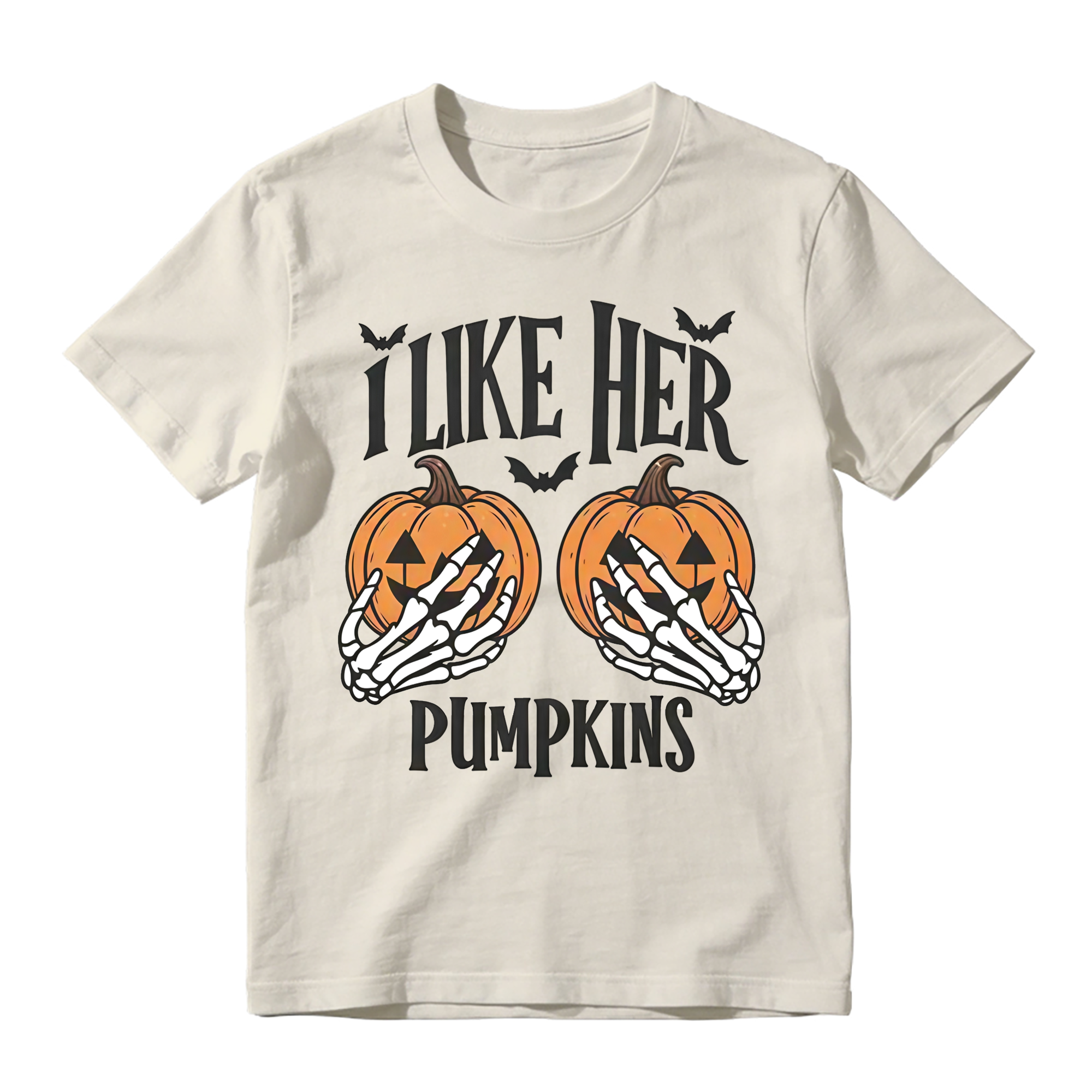 Matching His Hers Funny Halloween Couple Costume T-Shirts, Pumpkin/Broom Design
