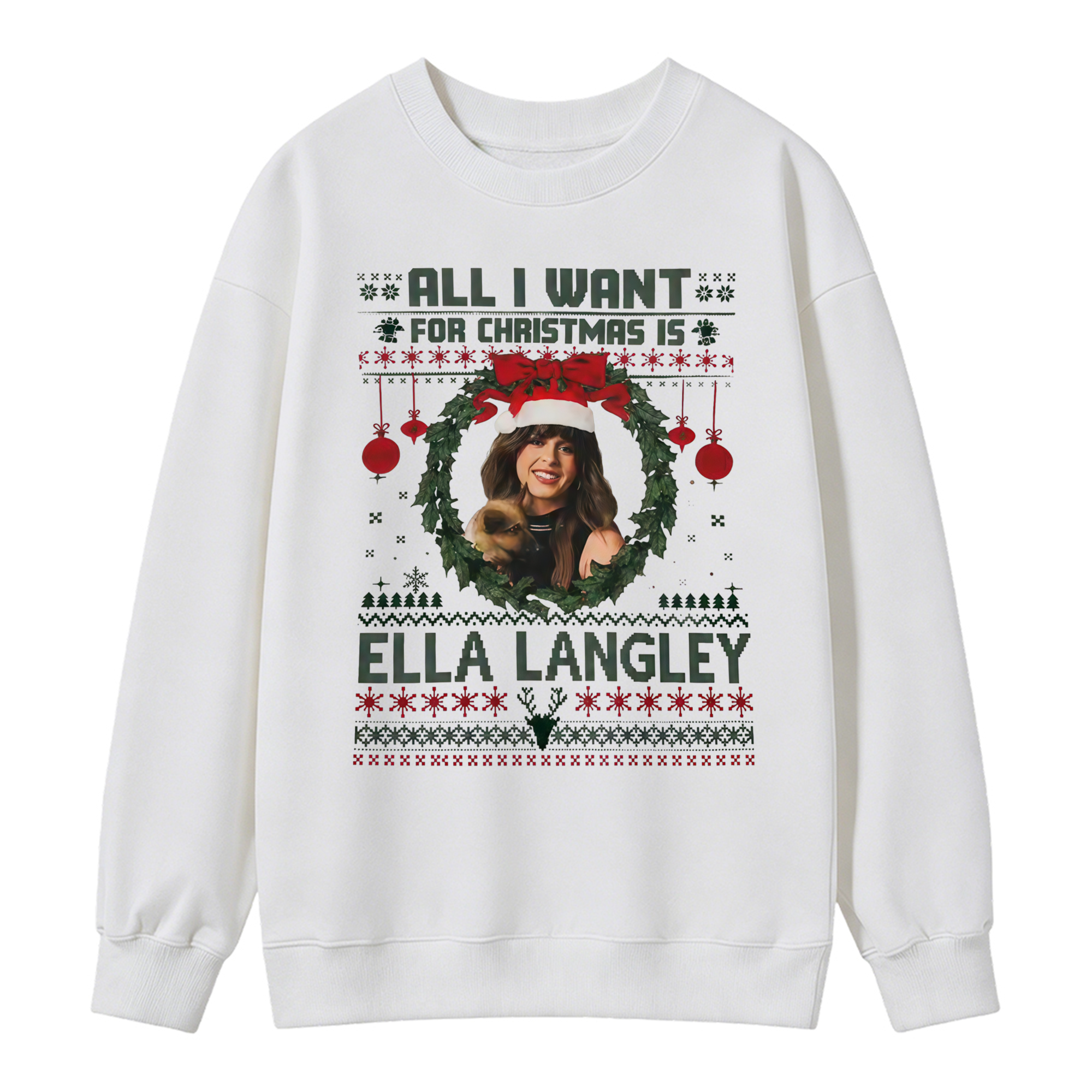 Country Christmas Wreath "All I Want" Sweatshirt
