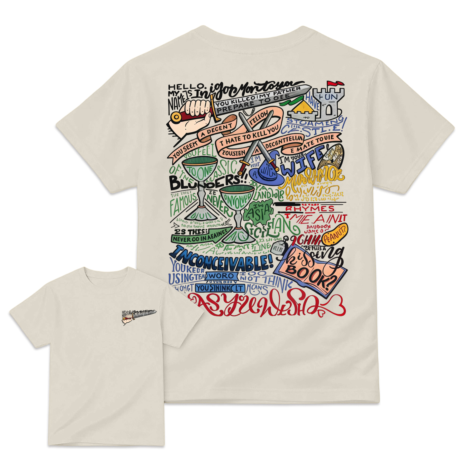 Th3 Pr1nc3ss Br1d3 Inspired Graphic T-Shirt, Iconic Movie Quotes Hand-Lettered Tee