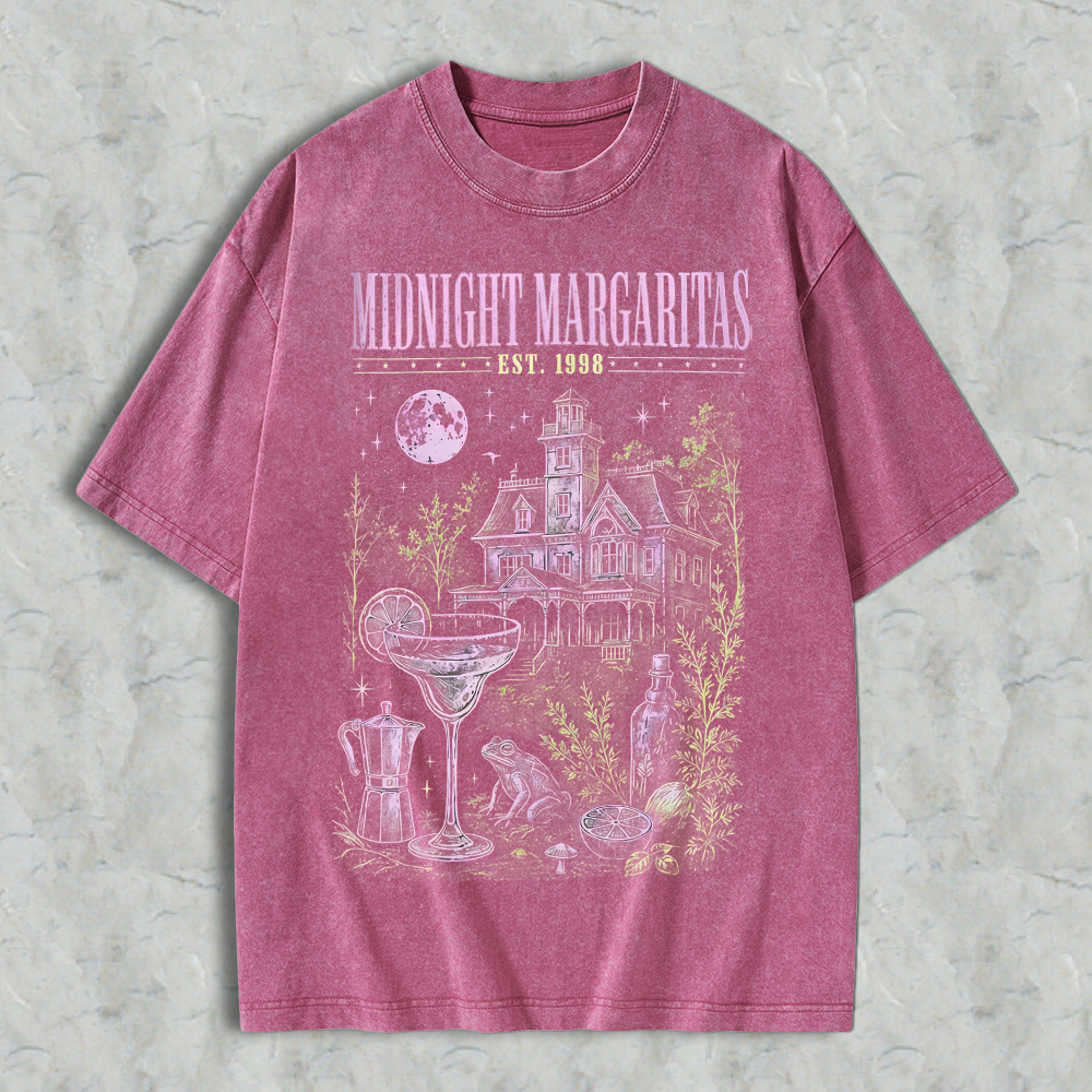 "Midnight Margaritas" Vintage Witchy Acid Washed T-shirt