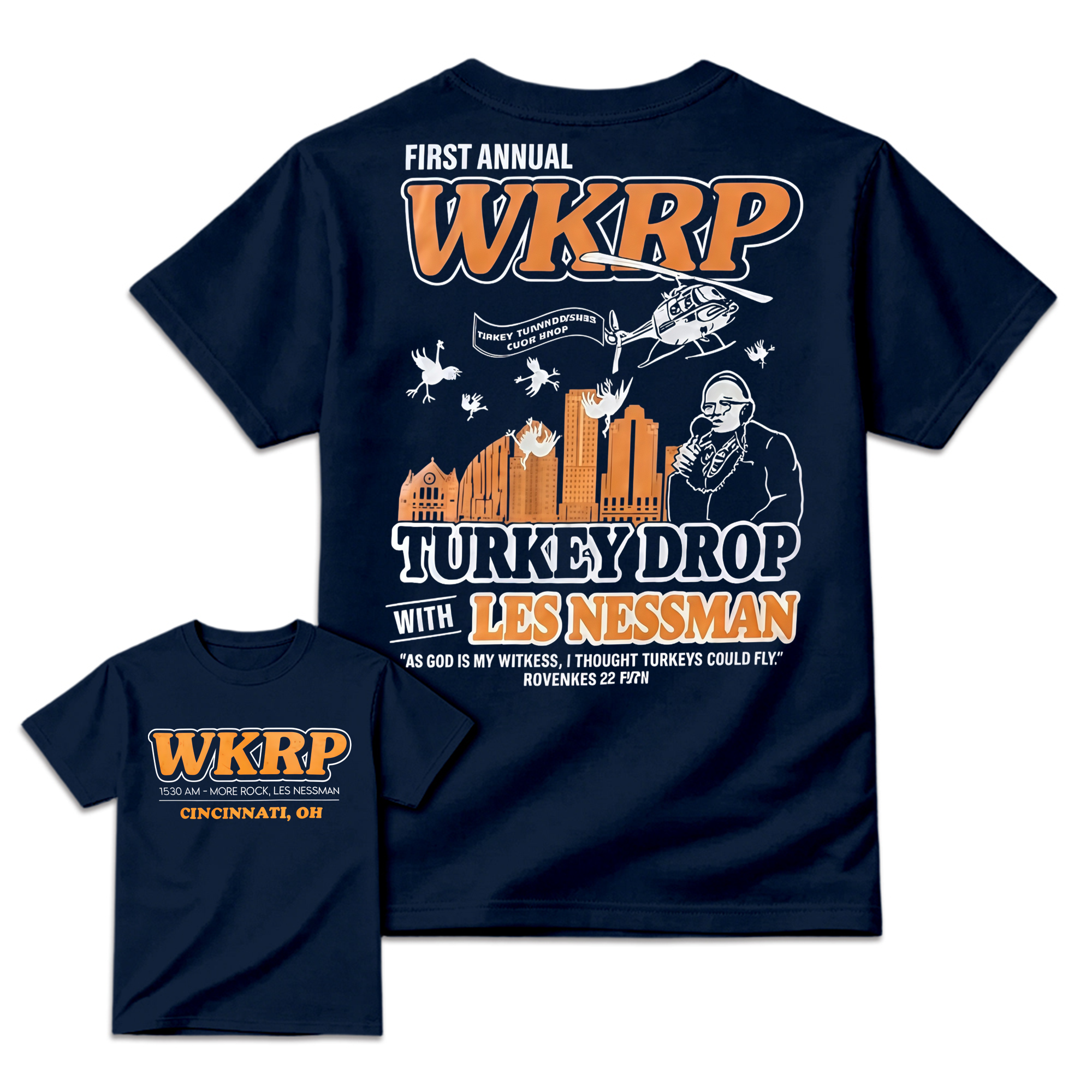 "As God Is My Witness" - WKRP Turkey Drop Retro Sitcom T-shirt