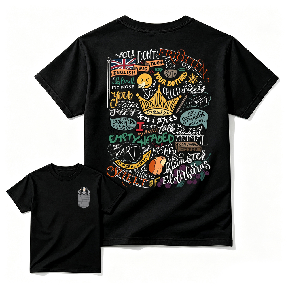 Monty.Python. Classic Comedy Quote T-Shirt, French Taunt Castle Scene Tee