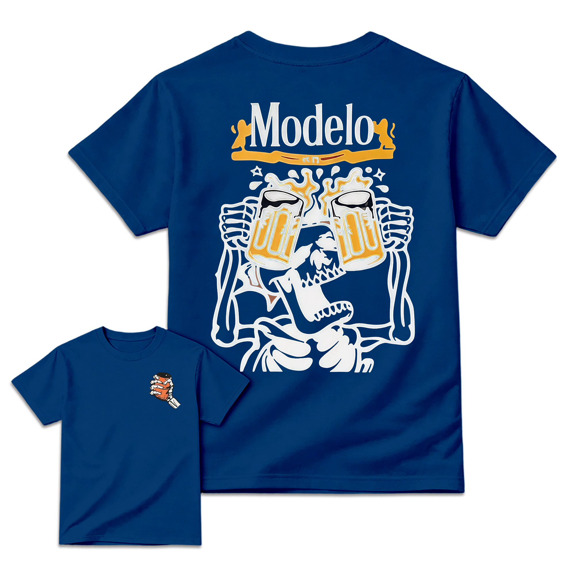 "Modelo" Skeleton Beer Cheers Graphic T-shirt