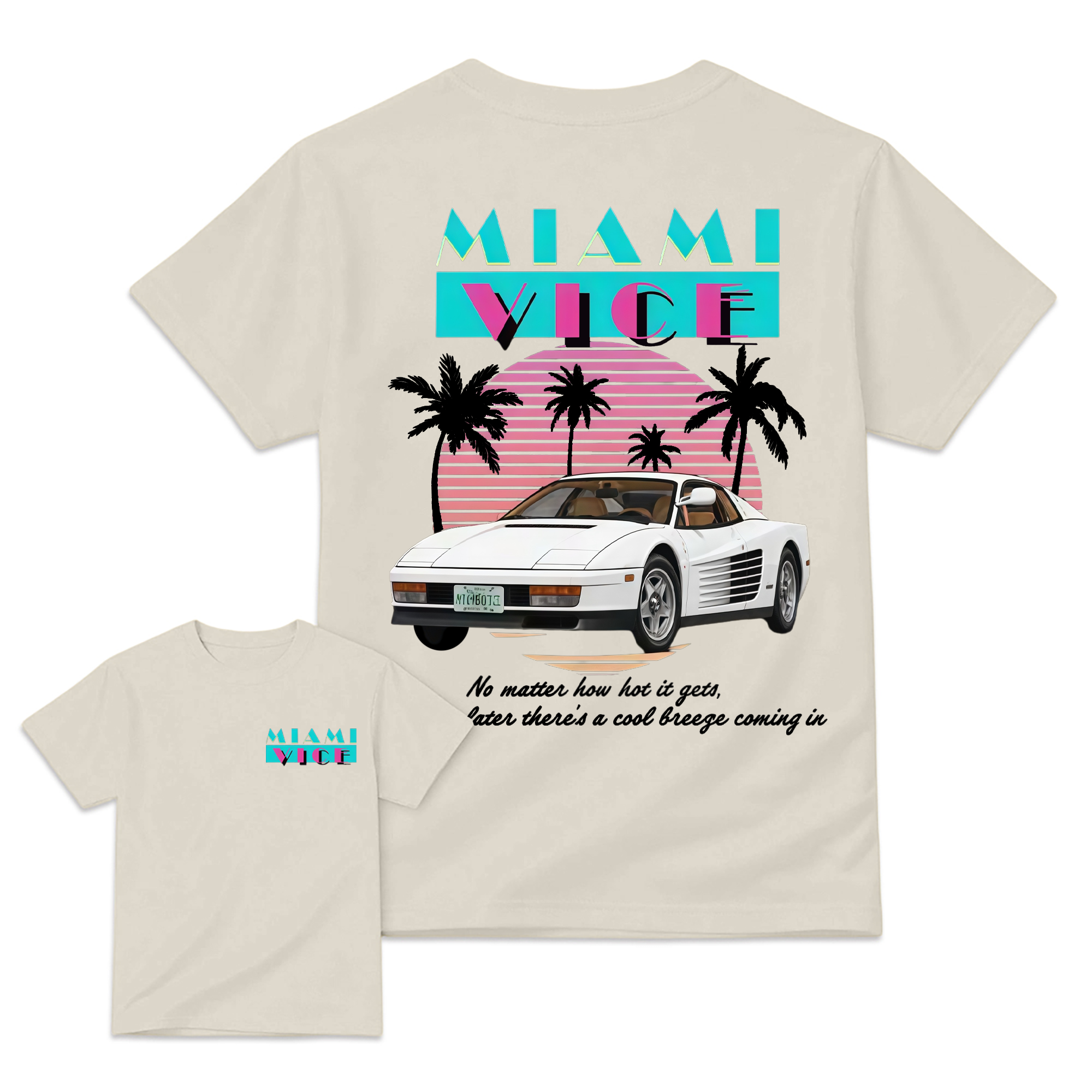 Miami.Vice. Shirt, Vintage 80s Neon Car Graphic Tee, Retro TV Series Inspired T-Shirt