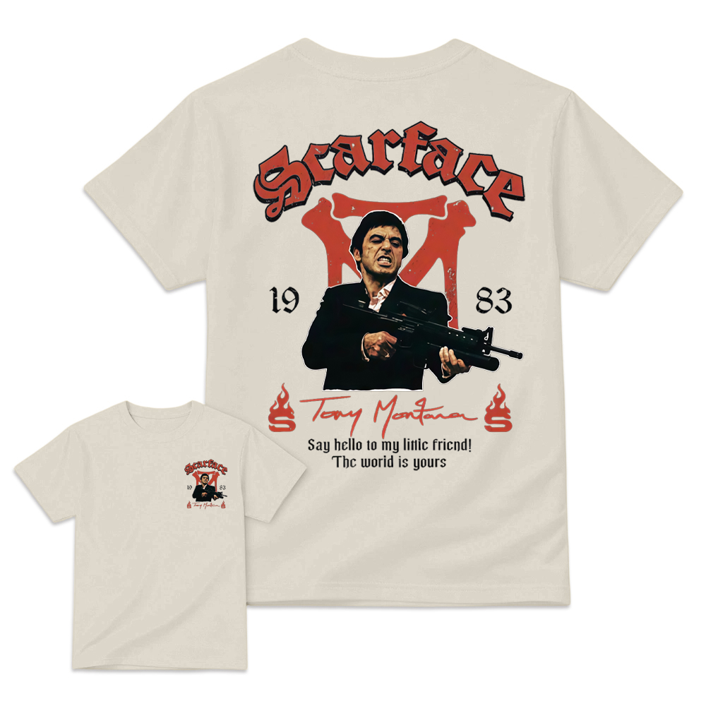 Scar-Fac3 1983 Tony M. Movie T-Shirt, The World Is Yours