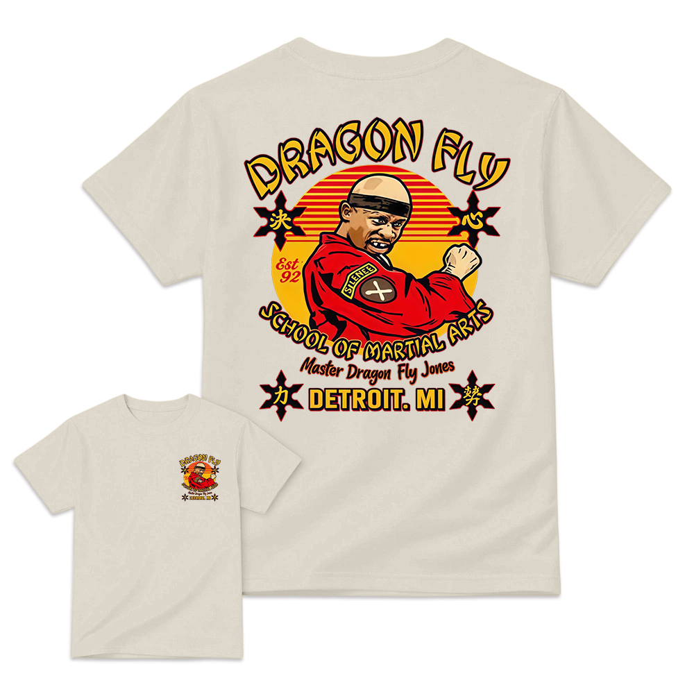 "Drag0n Fly" Retro Martial Arts T-Shirt, Vintage 90s Sitcom Comedy Tee