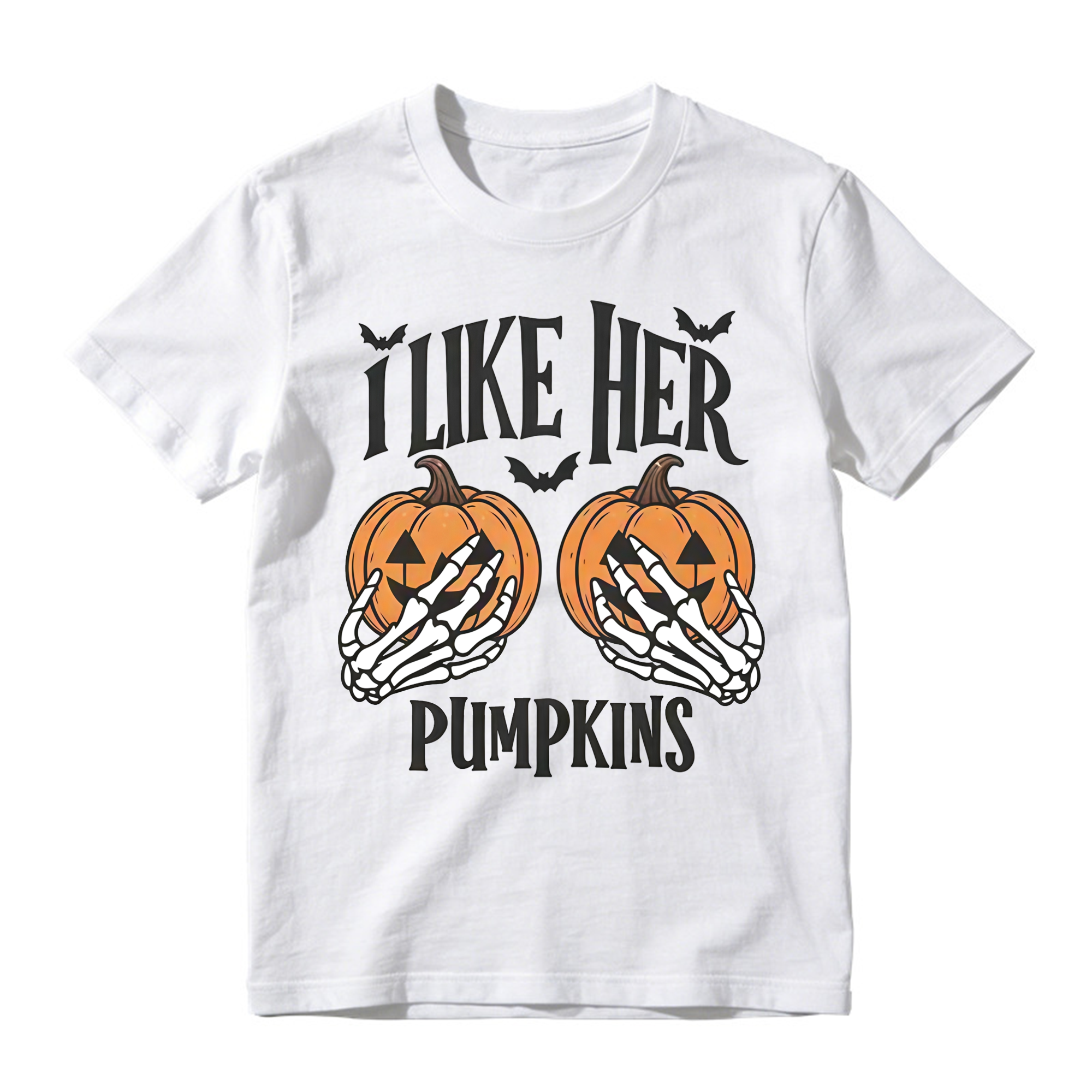 Matching His Hers Funny Halloween Couple Costume T-Shirts, Pumpkin/Broom Design