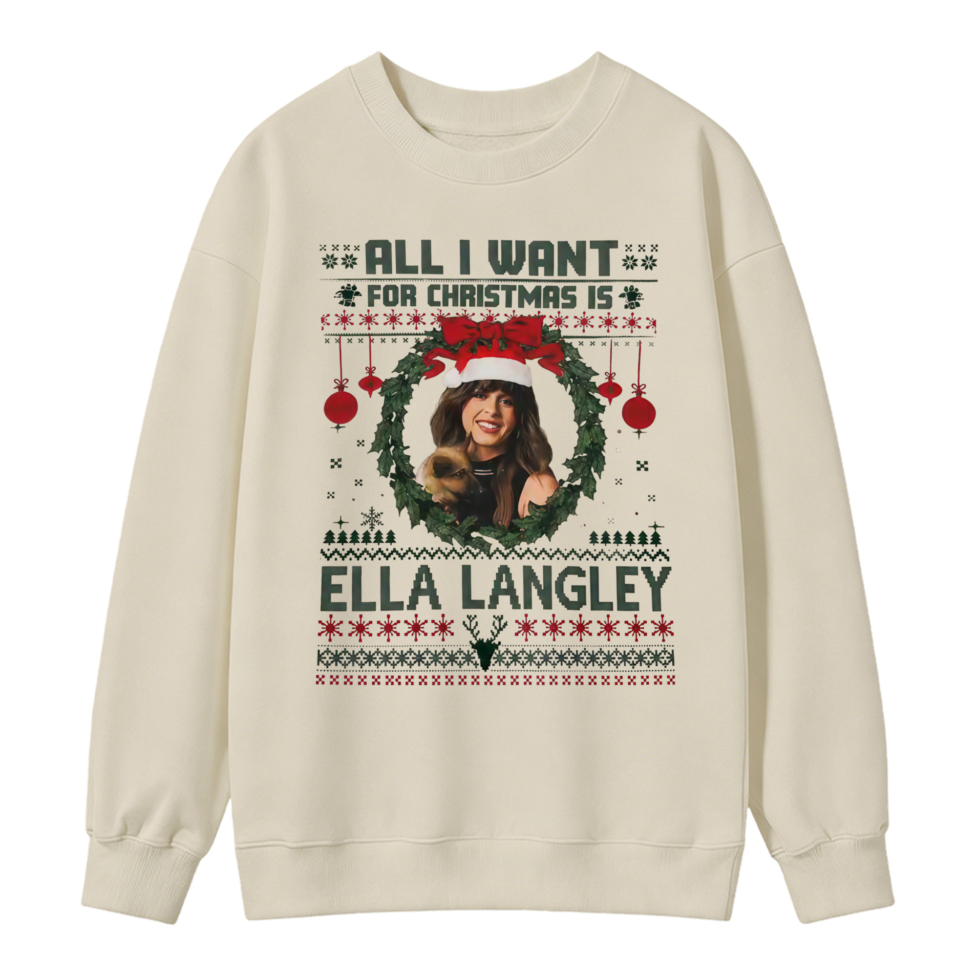 Country Christmas Wreath "All I Want" Sweatshirt