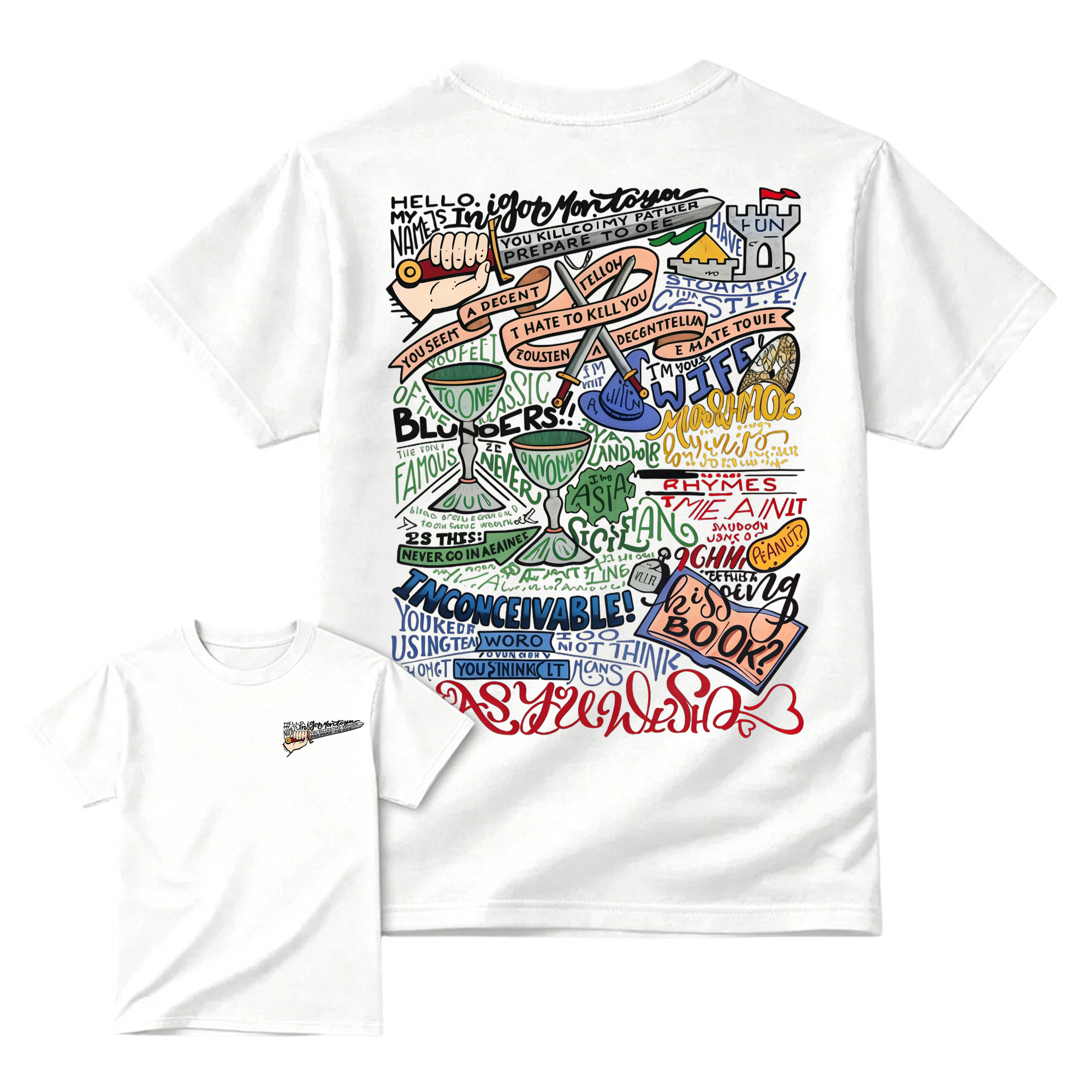 Th3 Pr1nc3ss Br1d3 Inspired Graphic T-Shirt, Iconic Movie Quotes Hand-Lettered Tee
