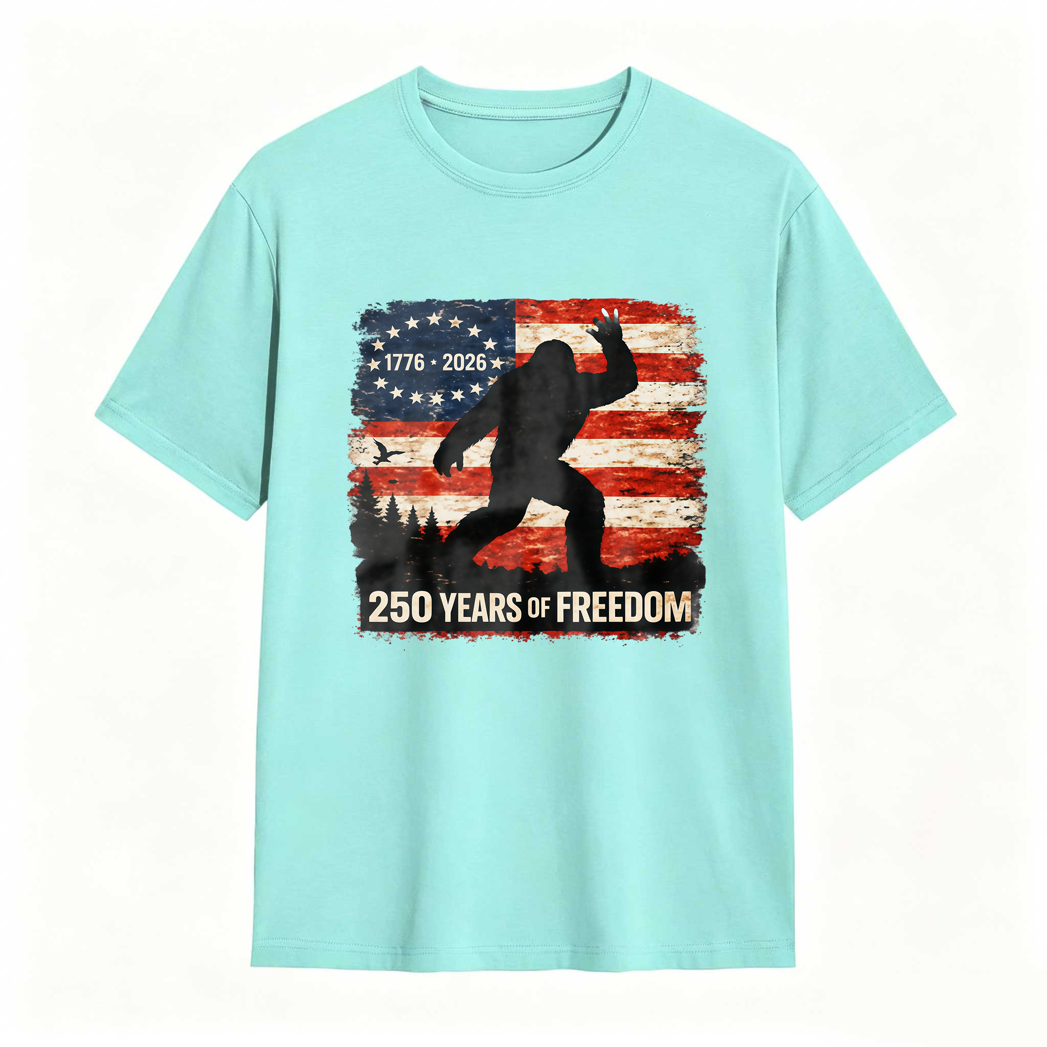 Bigfoot American Flag 1776 2026 250 Years Of Freedom Independence Day T Shirt