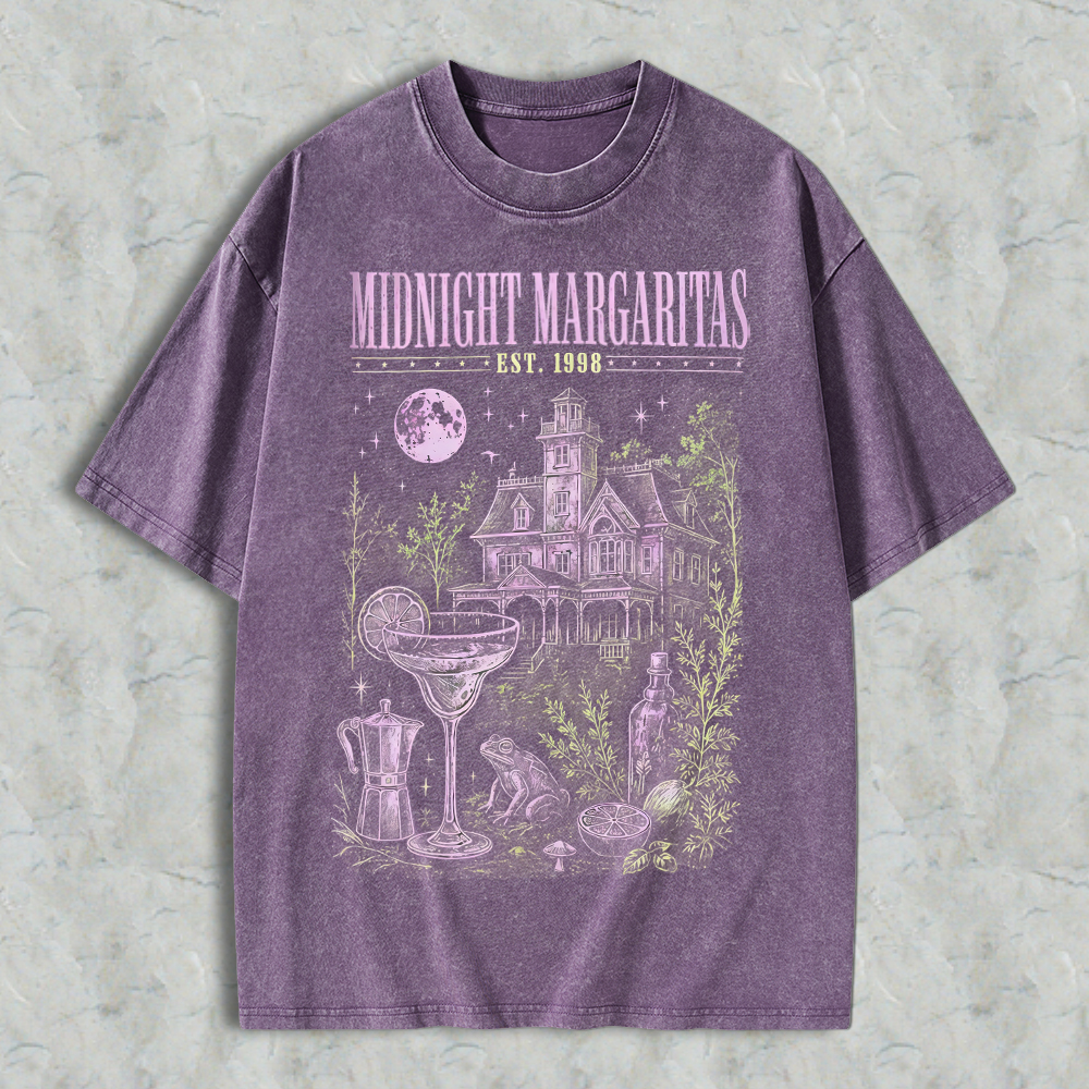 "Midnight Margaritas" Vintage Witchy Acid Washed T-shirt