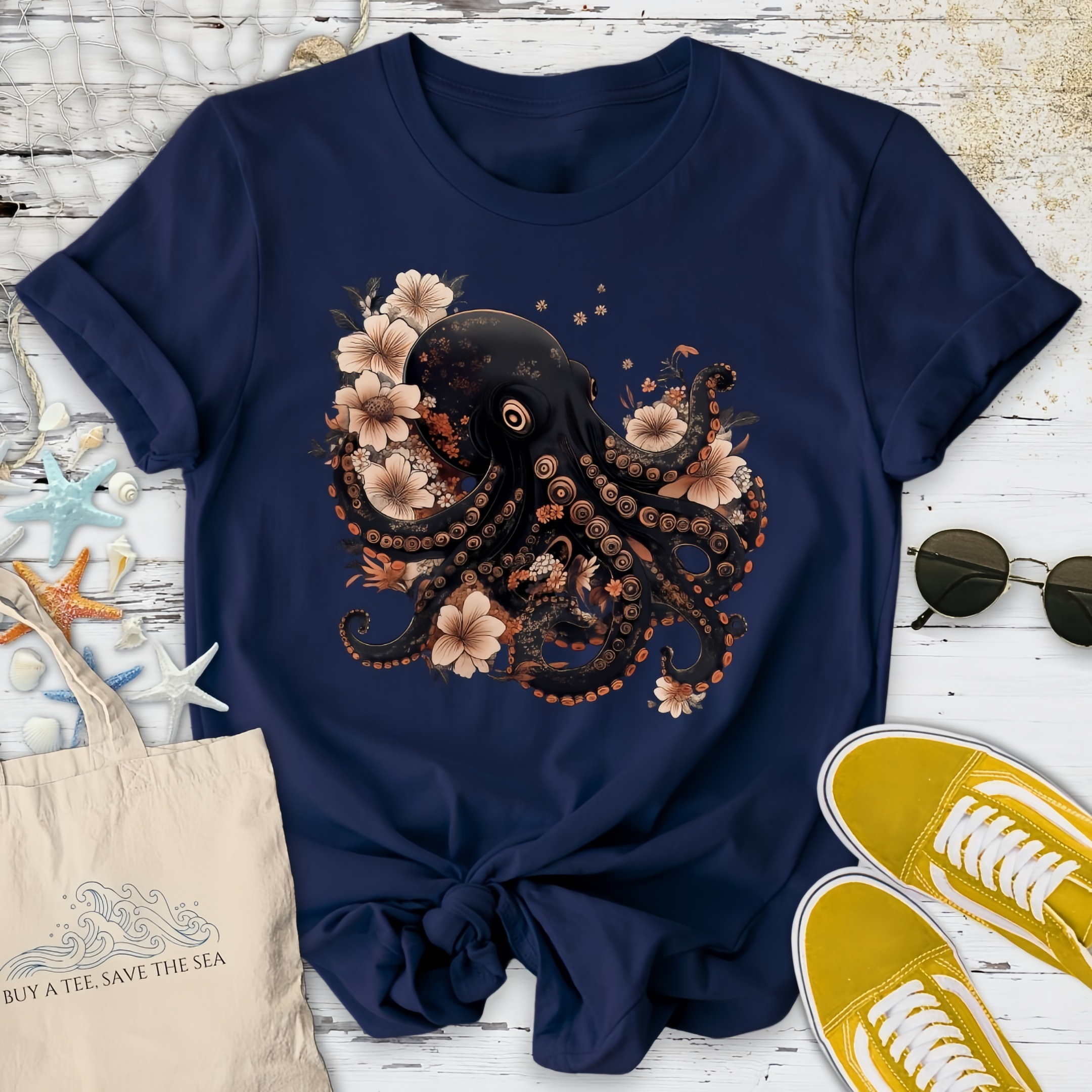 Japanese Black Octopus T-Shirt