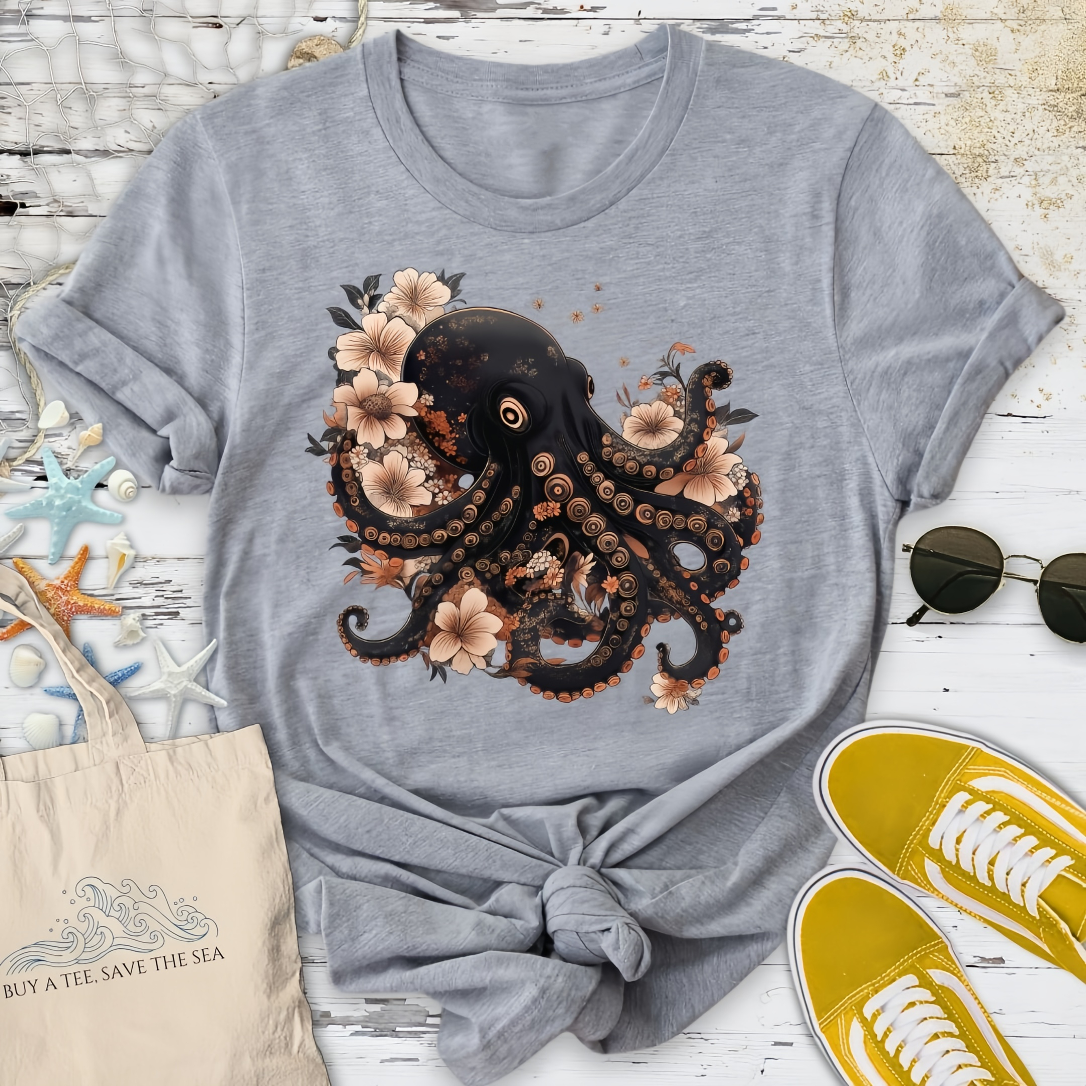 Japanese Black Octopus T-Shirt