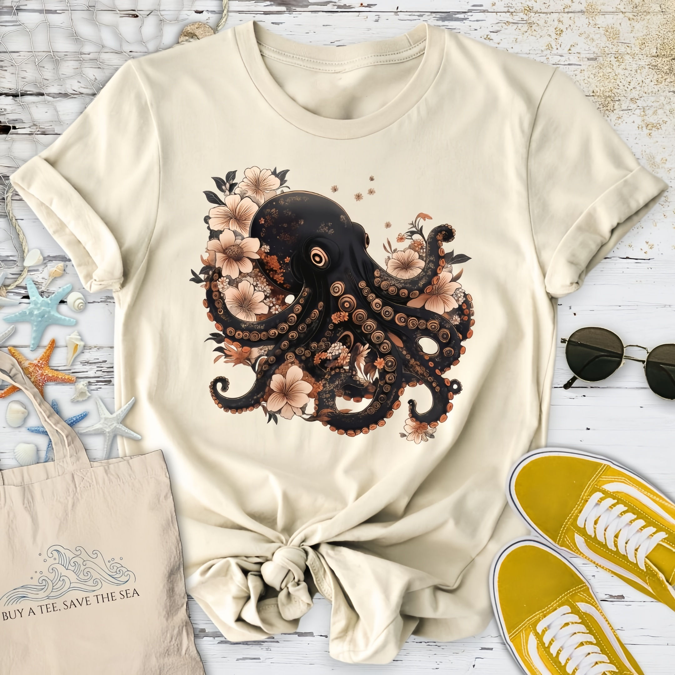 Japanese Black Octopus T-Shirt