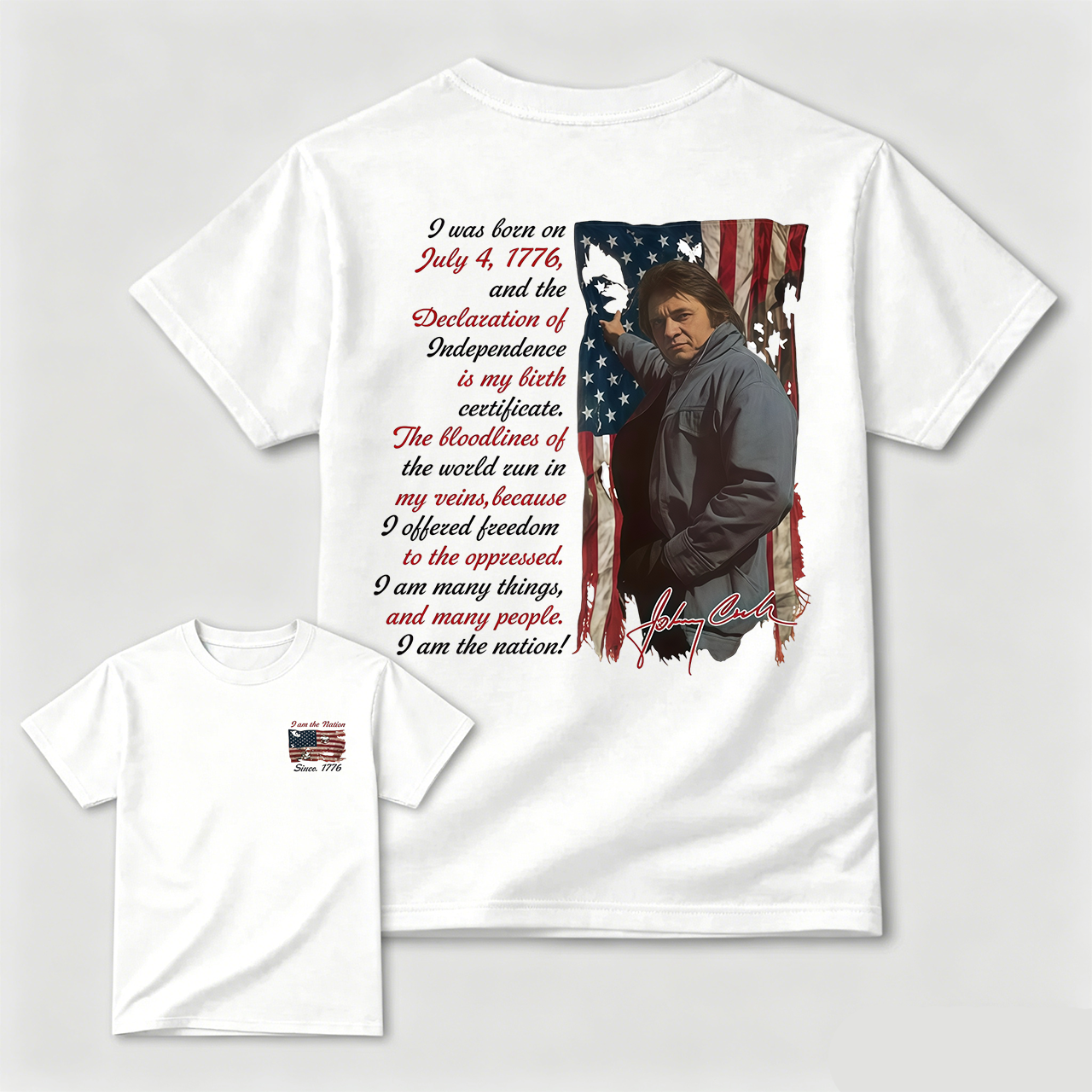 Johnny Cash Vintage Tee, 4th of July T-Shirt, I am The Nation Since 1776 TShirt, Gift For Independence Day, MADE IN USA