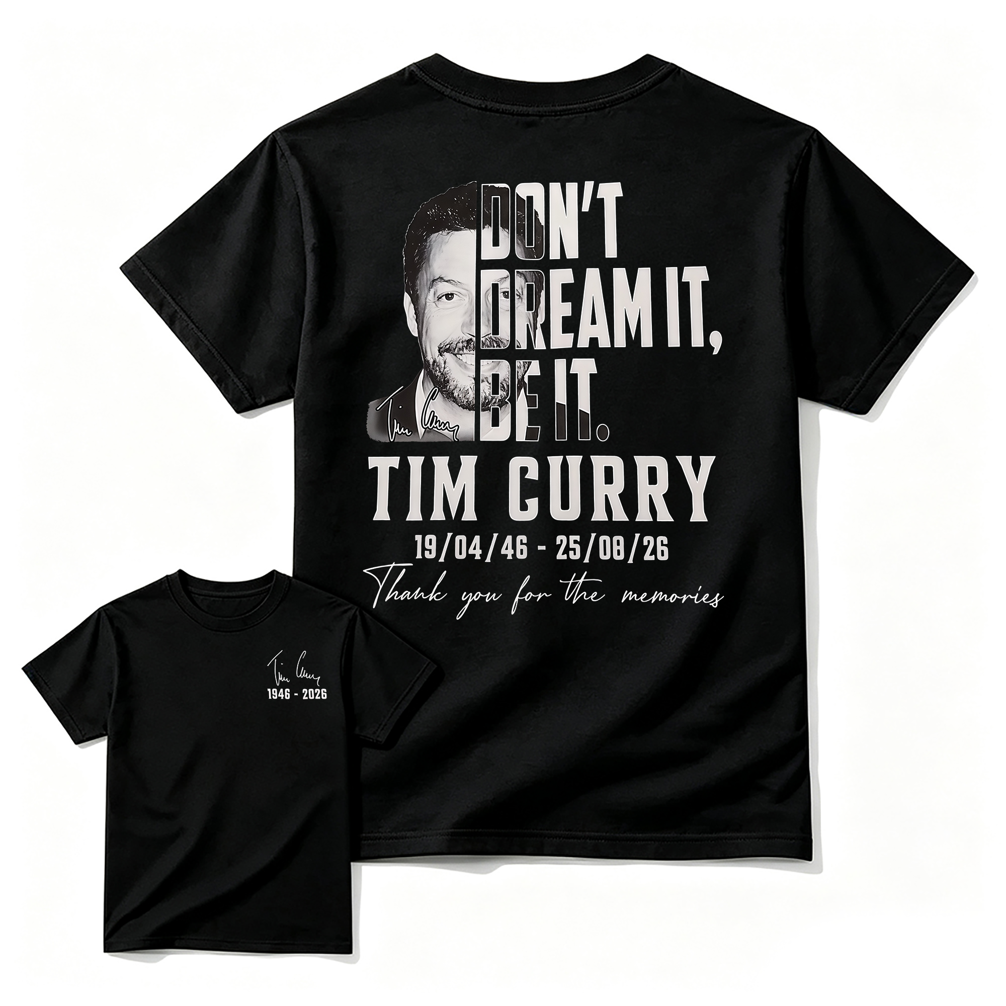 Tim Curry Signature "1946-2026" Retro Tribute T-Shirt