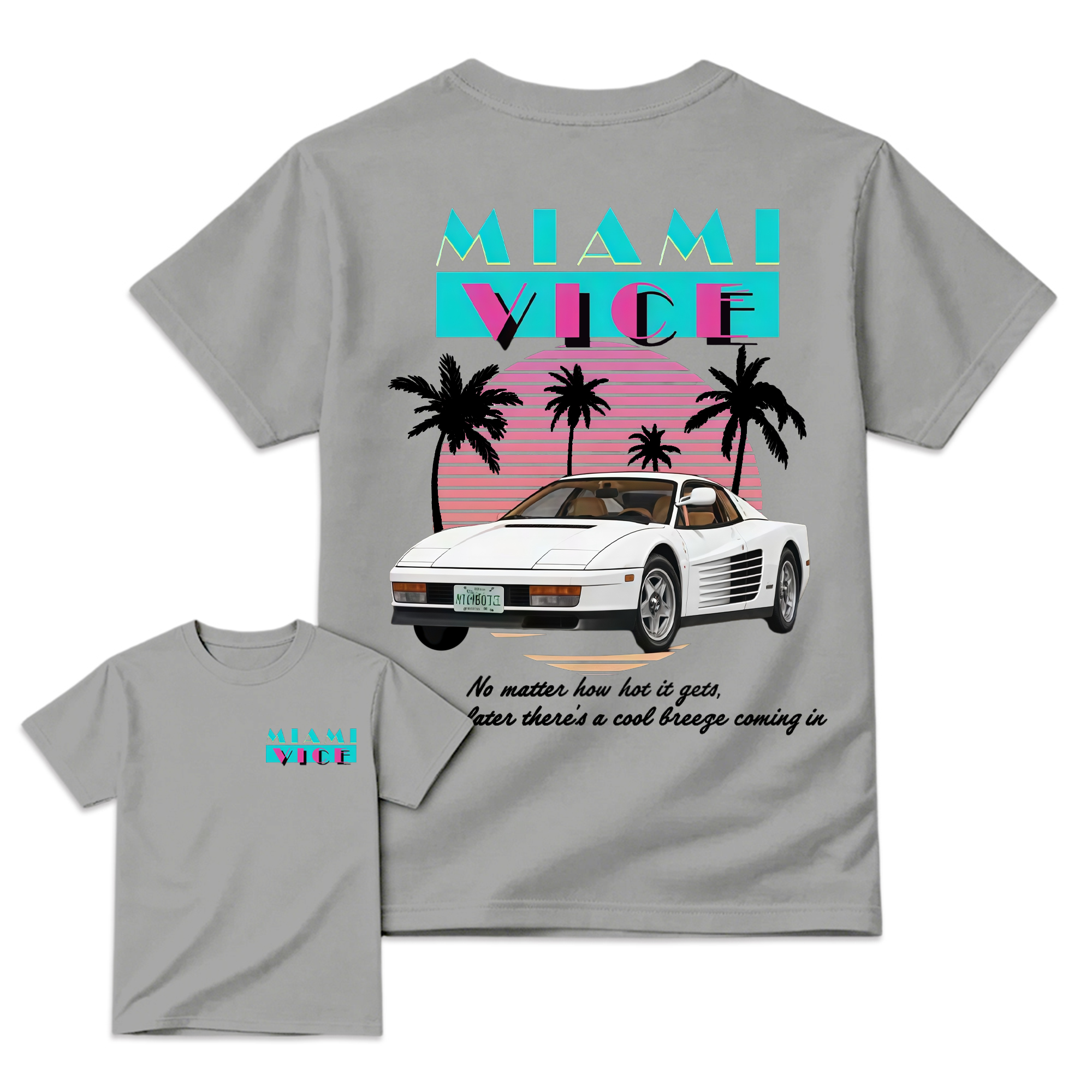 Miami.Vice. Shirt, Vintage 80s Neon Car Graphic Tee, Retro TV Series Inspired T-Shirt