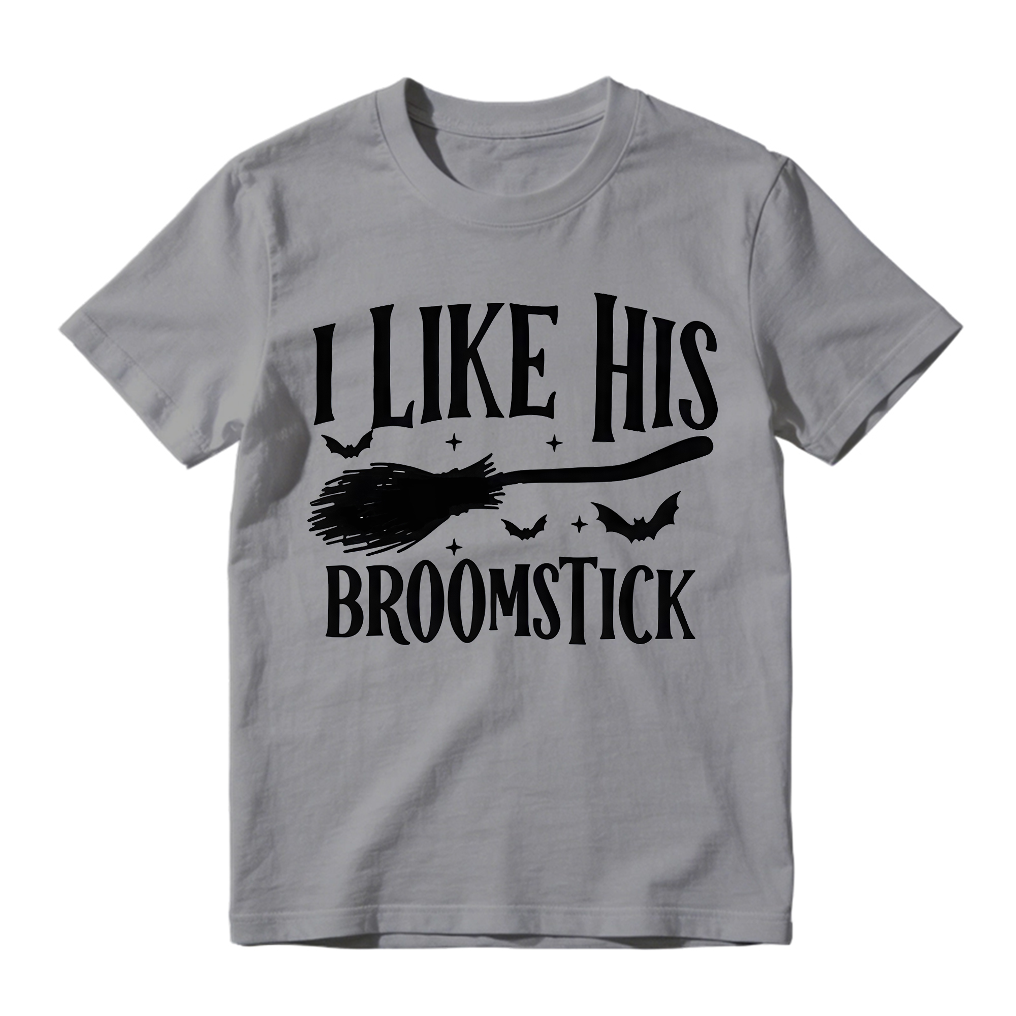 Matching His Hers Funny Halloween Couple Costume T-Shirts, Pumpkin/Broom Design