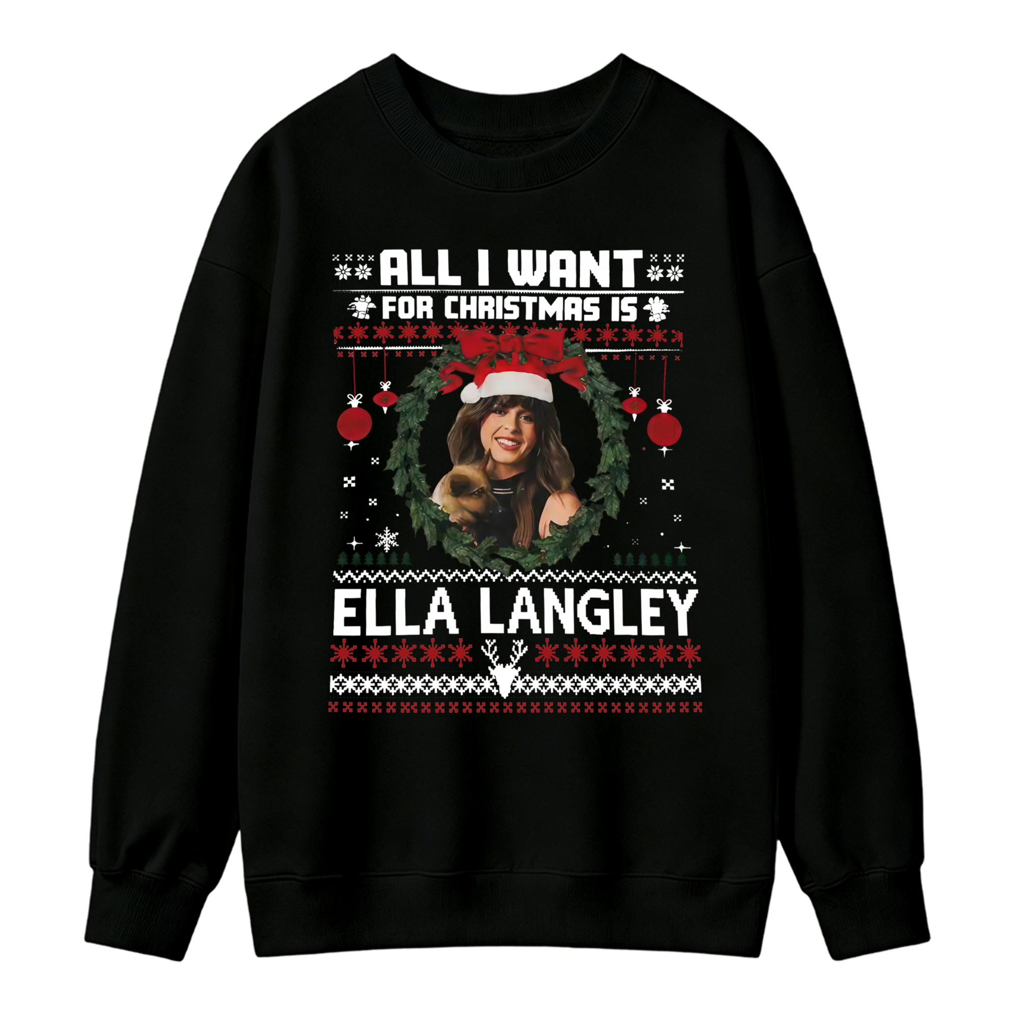 Country Christmas Wreath "All I Want" Sweatshirt