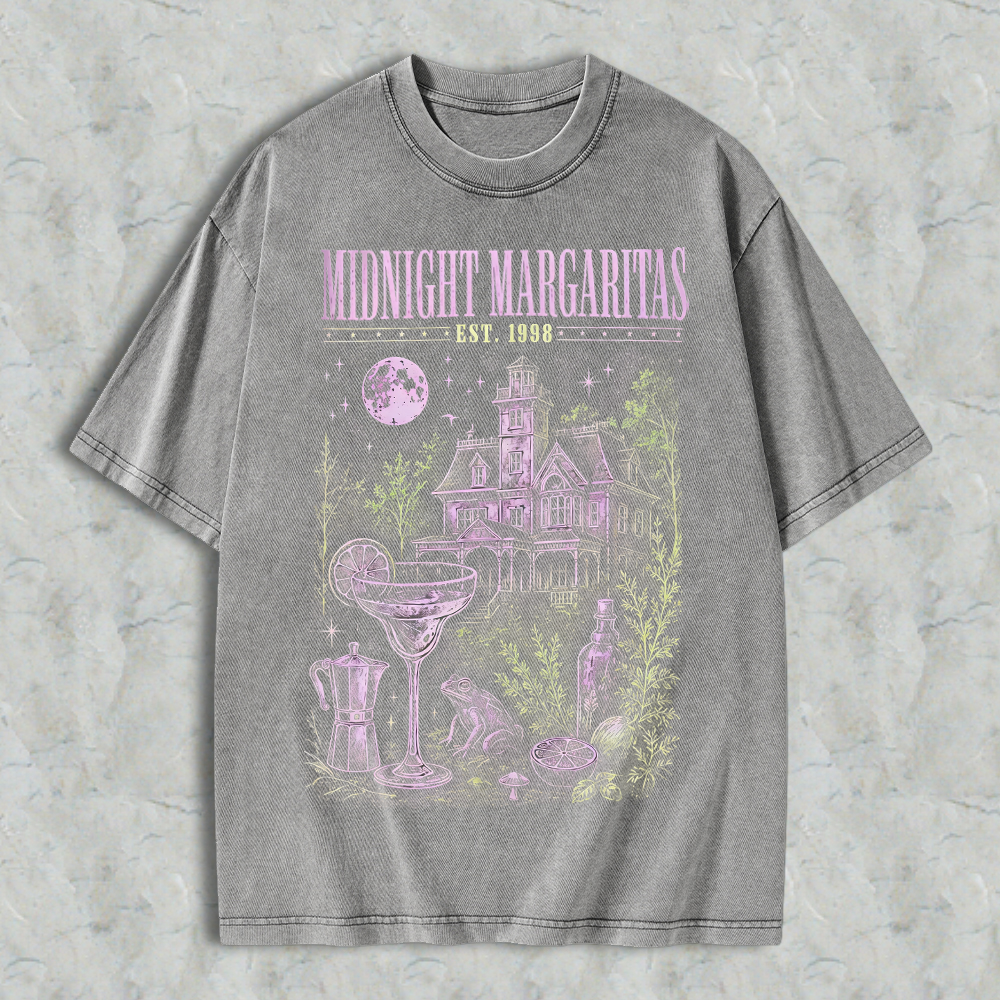 "Midnight Margaritas" Vintage Witchy Acid Washed T-shirt
