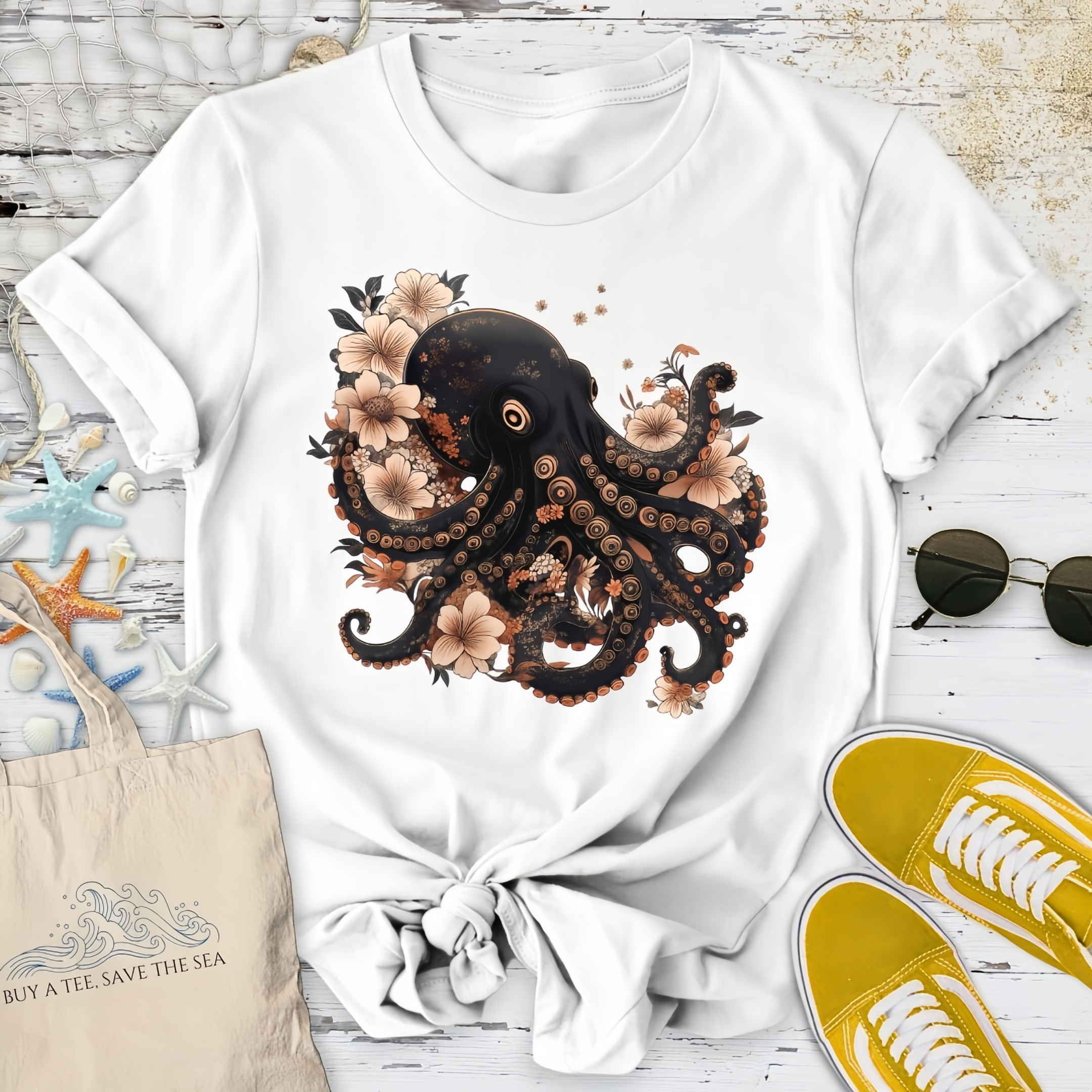 Japanese Black Octopus T-Shirt