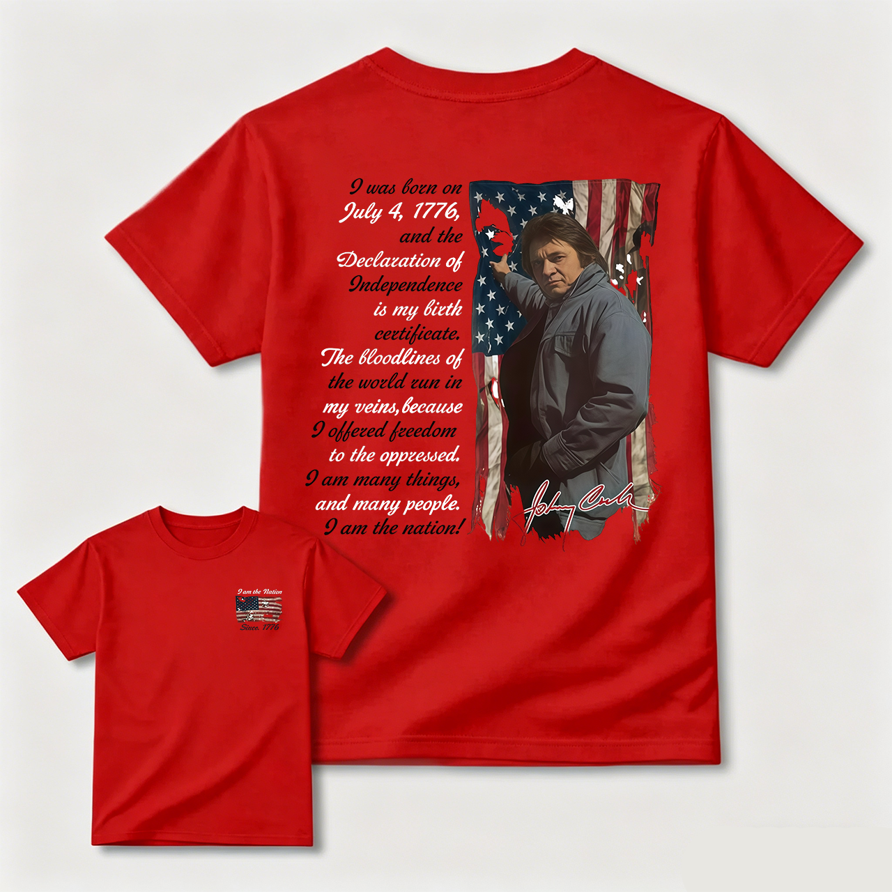 Johnny Cash Vintage Tee, 4th of July T-Shirt, I am The Nation Since 1776 TShirt, Gift For Independence Day, MADE IN USA