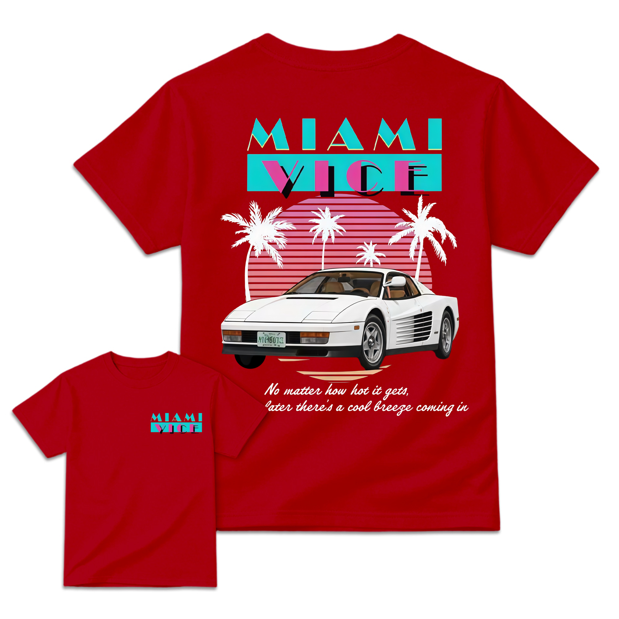 Miami.Vice. Shirt, Vintage 80s Neon Car Graphic Tee, Retro TV Series Inspired T-Shirt