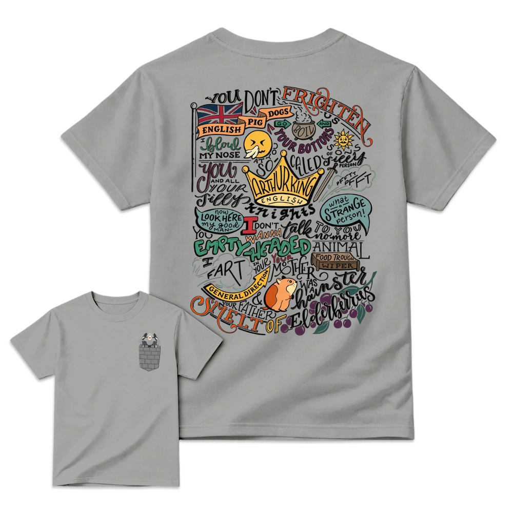 Monty.Python. Classic Comedy Quote T-Shirt, French Taunt Castle Scene Tee
