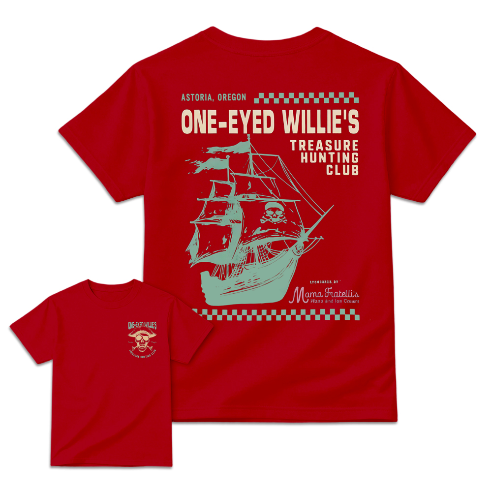 One-Eyed Willie's Treasure Hunt T-Shirt-Retro 80s Movie Graphic Tee