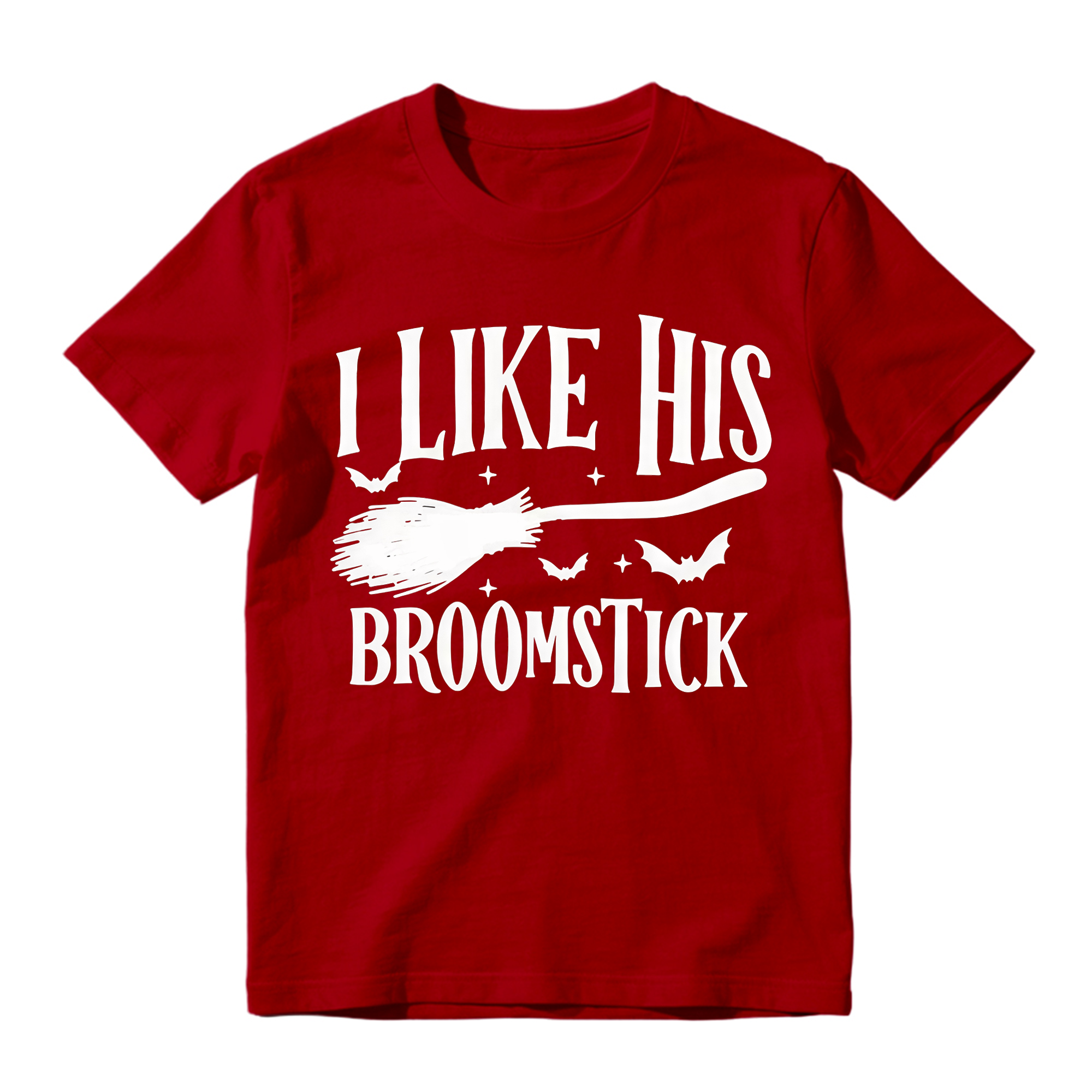 Matching His Hers Funny Halloween Couple Costume T-Shirts, Pumpkin/Broom Design