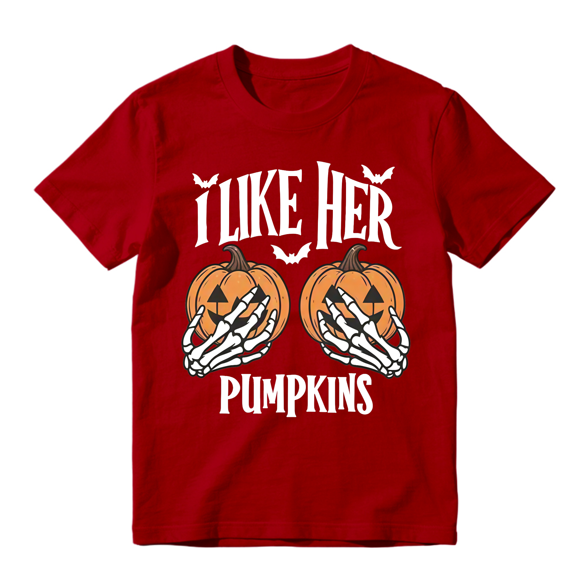 Matching His Hers Funny Halloween Couple Costume T-Shirts, Pumpkin/Broom Design