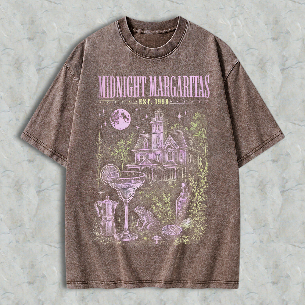 "Midnight Margaritas" Vintage Witchy Acid Washed T-shirt