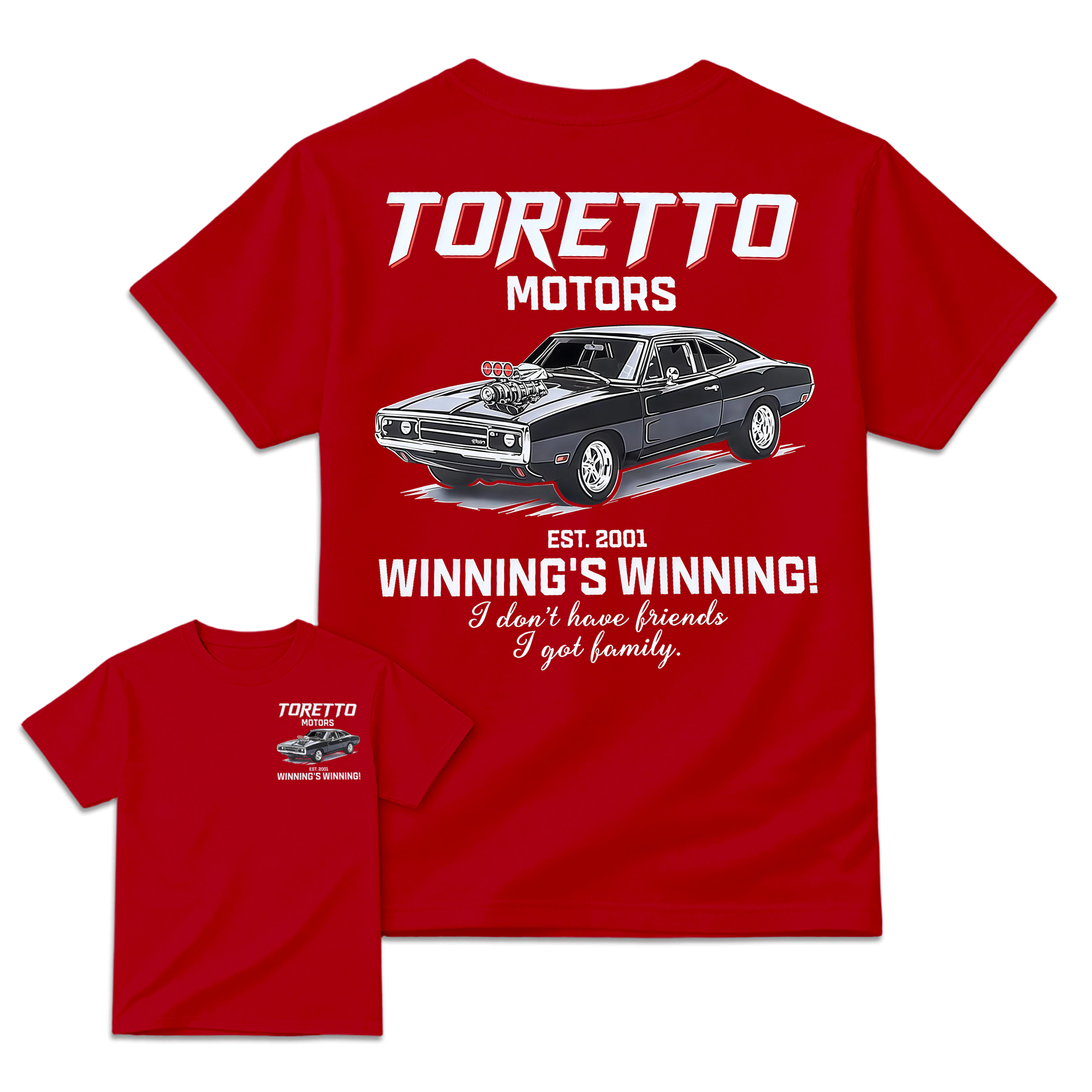 "Fast & Furious" Toretto Motors Family Slogan Movie T-shirt