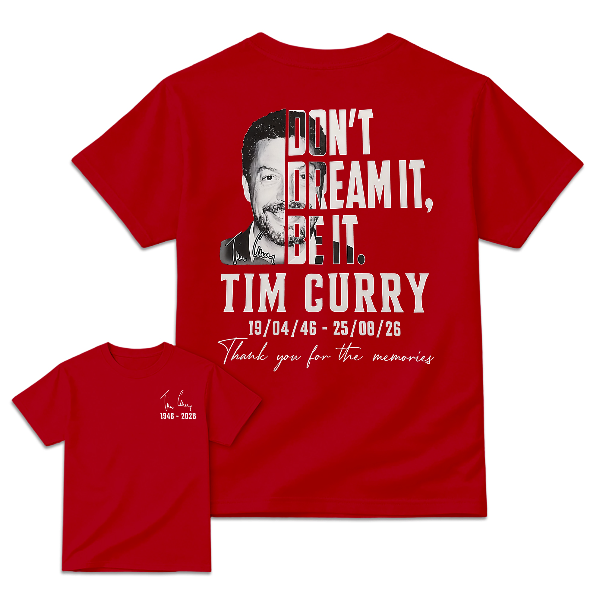 Tim Curry Signature "1946-2026" Retro Tribute T-Shirt