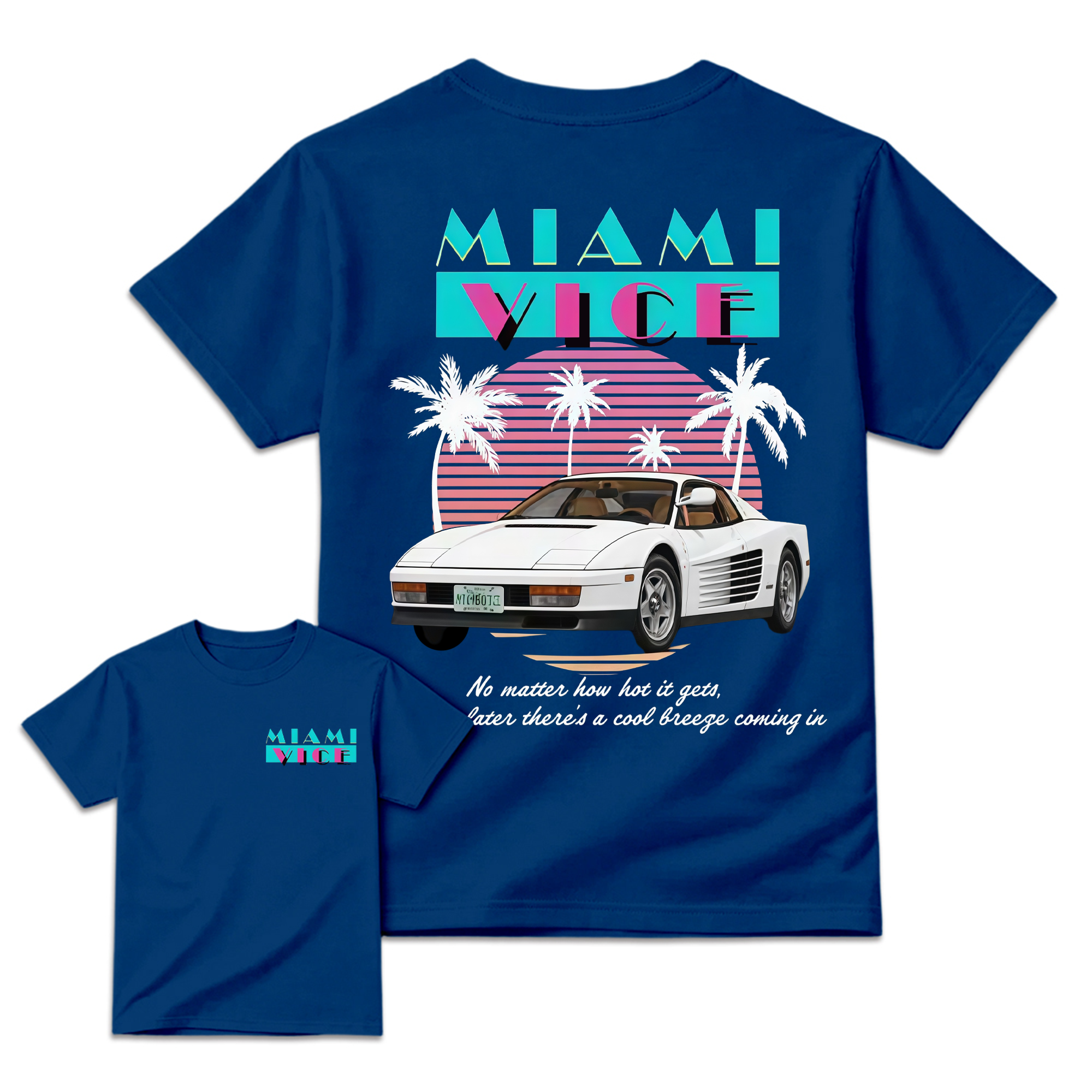 Miami.Vice. Shirt, Vintage 80s Neon Car Graphic Tee, Retro TV Series Inspired T-Shirt