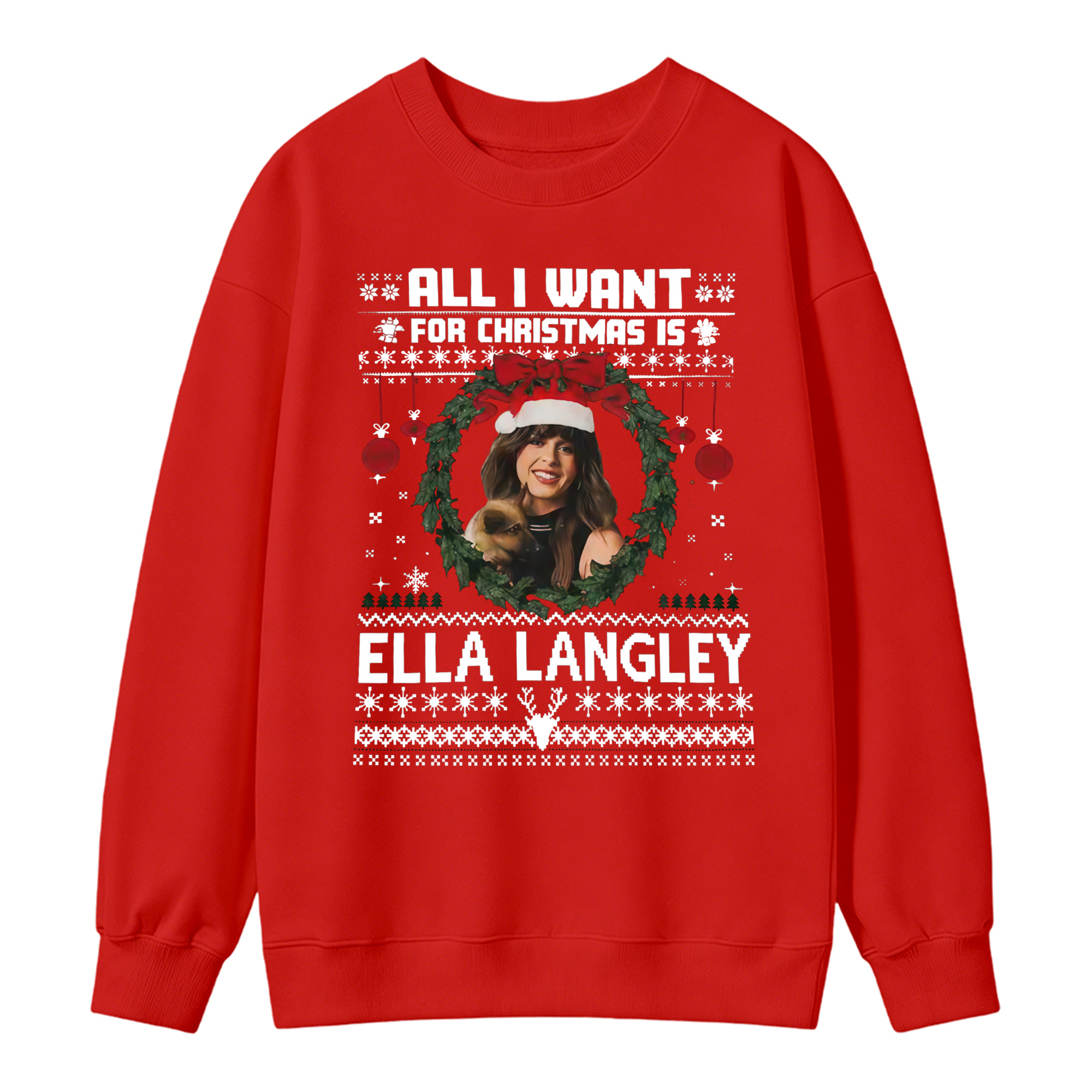 Country Christmas Wreath "All I Want" Sweatshirt
