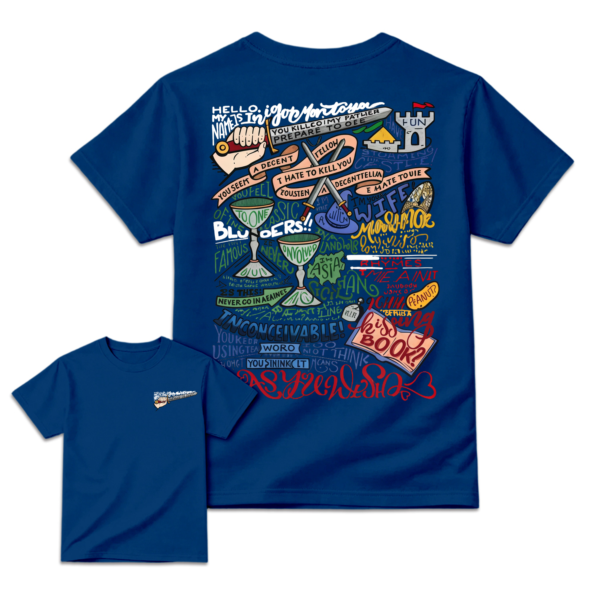 Th3 Pr1nc3ss Br1d3 Inspired Graphic T-Shirt, Iconic Movie Quotes Hand-Lettered Tee