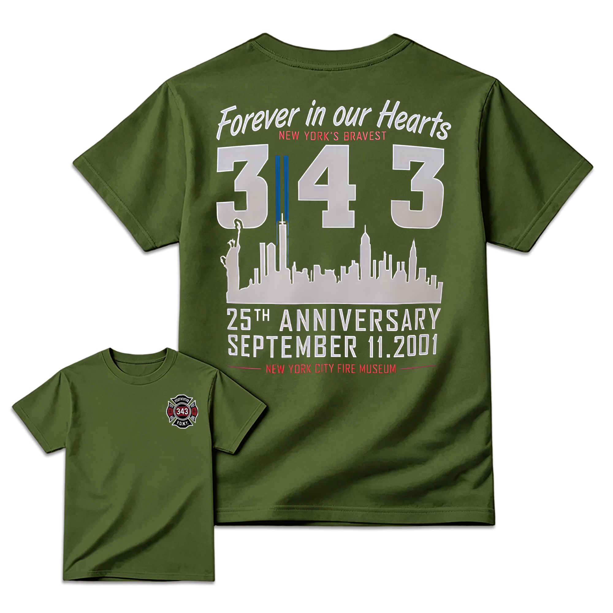 "Forever In Our Hearts" New York's Bravest 9/11 T-Shirt