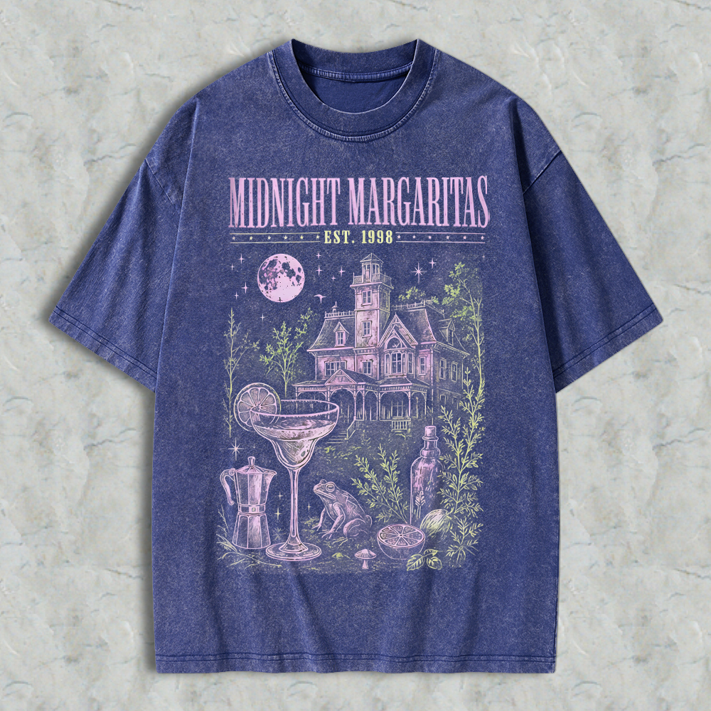 "Midnight Margaritas" Vintage Witchy Acid Washed T-shirt