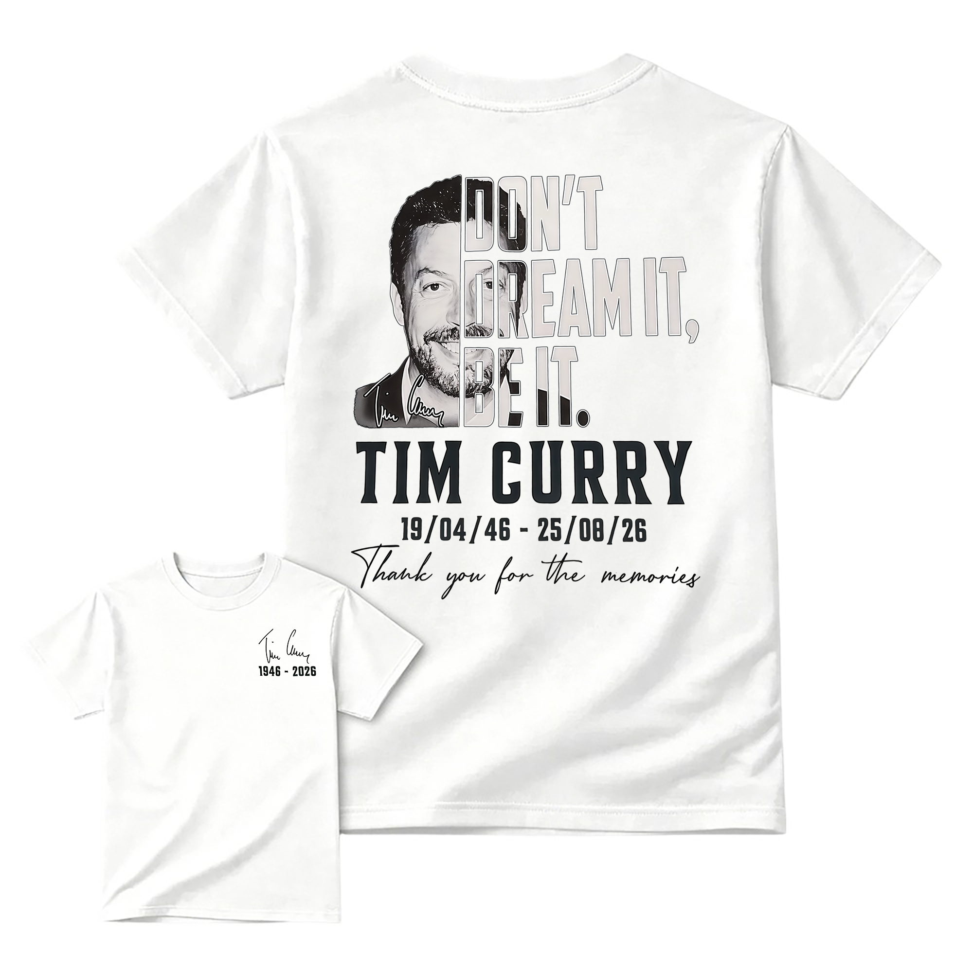 Tim Curry Signature "1946-2026" Retro Tribute T-Shirt
